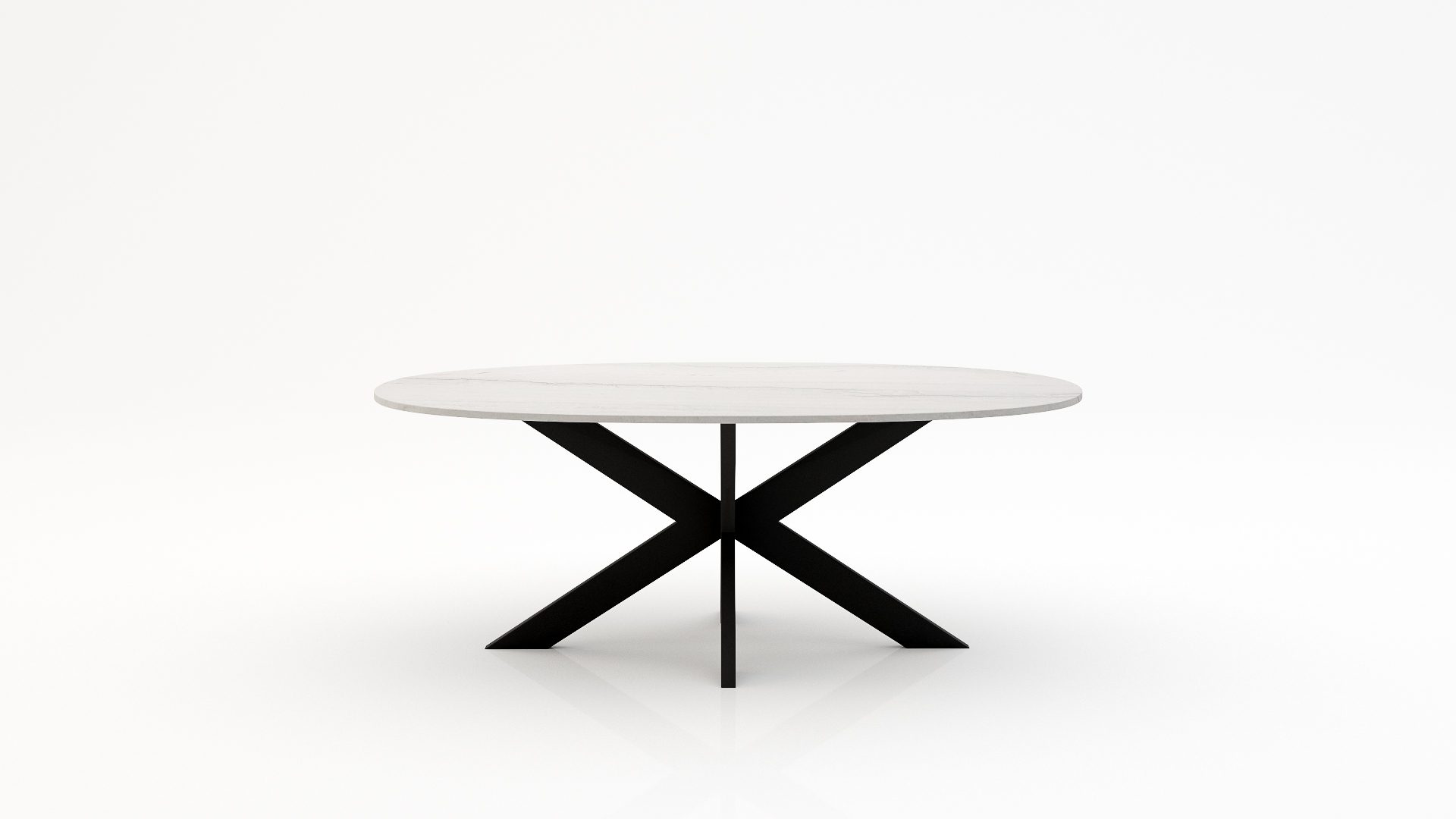 Ovale marmeren eettafel Matrix normale - Mont Blanc Quartzite - 260x130cm