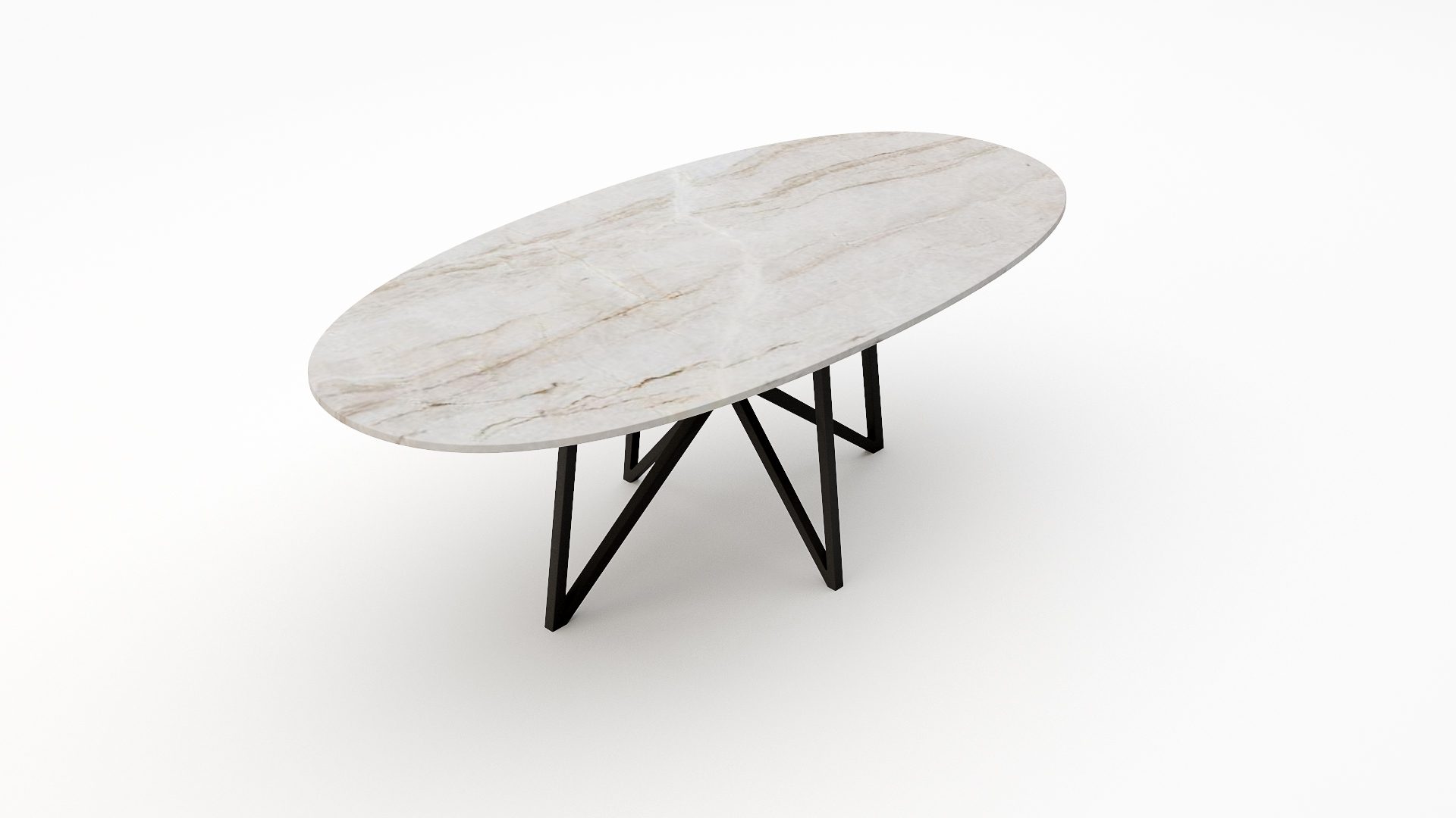 Ovale marmeren eettafel Stella - Taj Mahal Quartzite - Afbeelding 2