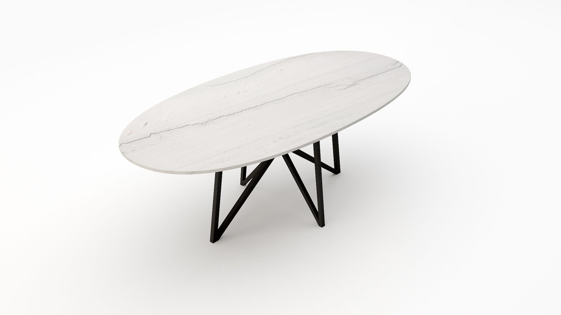 Ovale marmeren eettafel Stella - Mont Blanc Quartzite - Afbeelding 2
