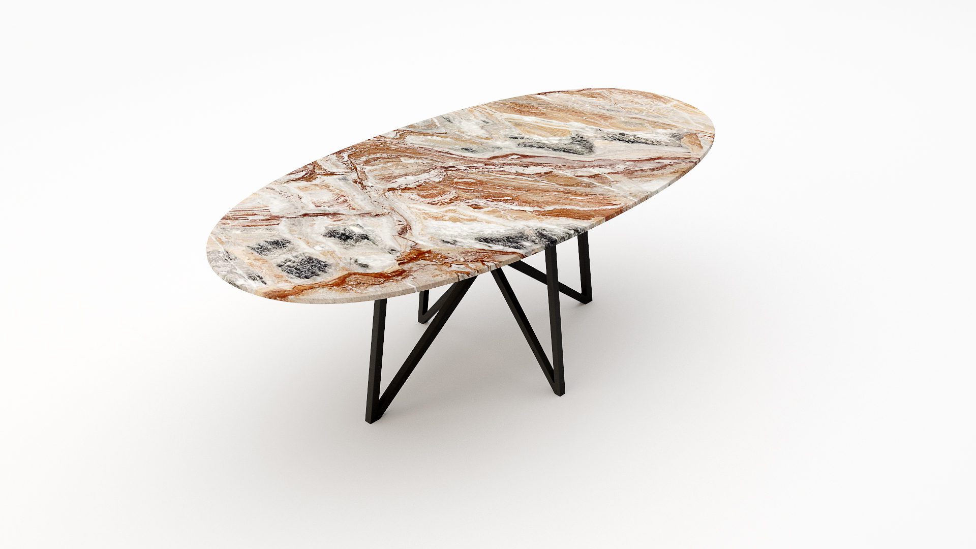 Ovale marmeren eettafel Stella - Arabescato Orobico Rosso - Afbeelding 2