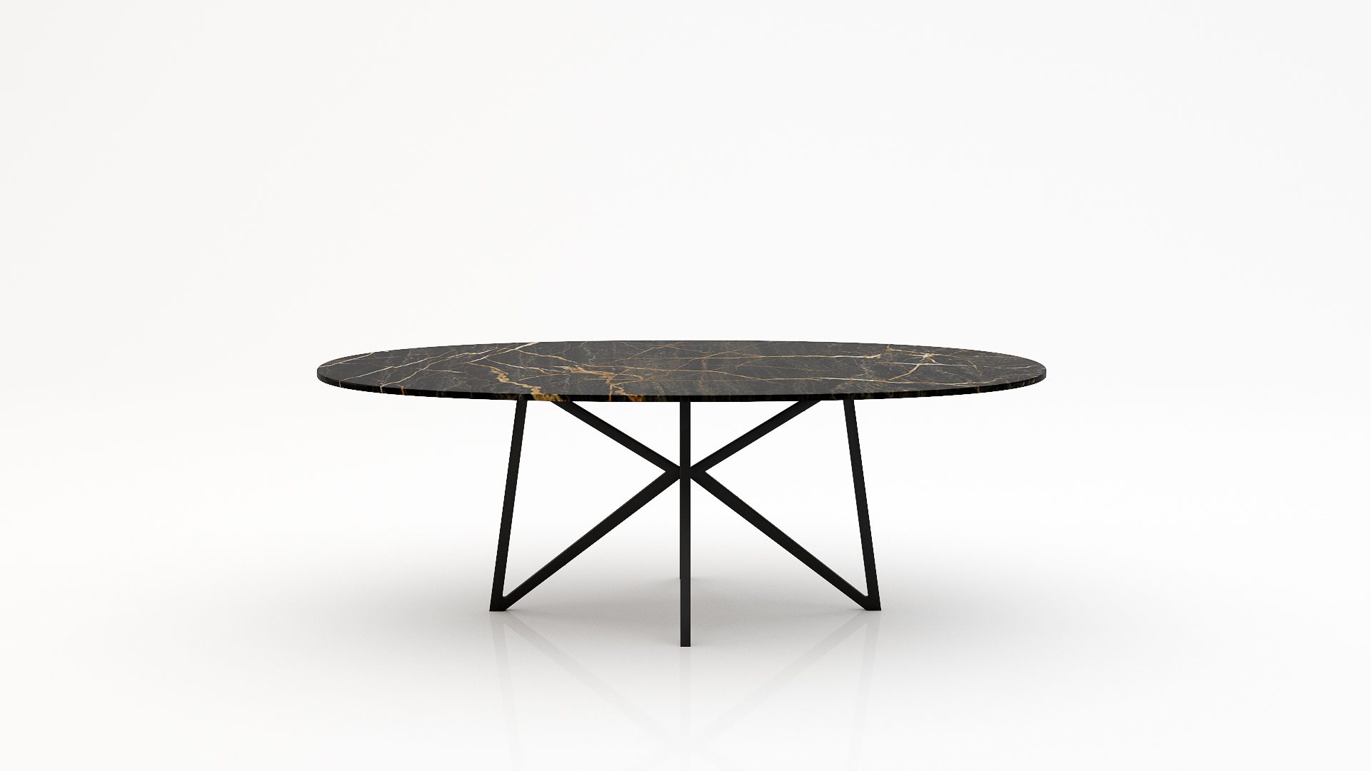 Ovale marmeren eettafel Stella - Nero saint port laurent - 260x130cm