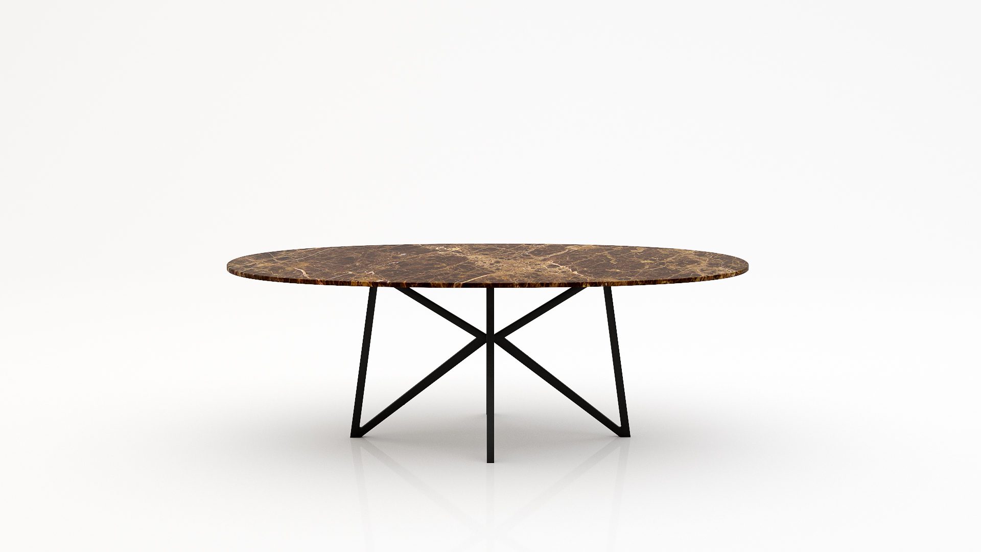 Ovale marmeren eettafel Stella - Emperador dark - 260x130cm