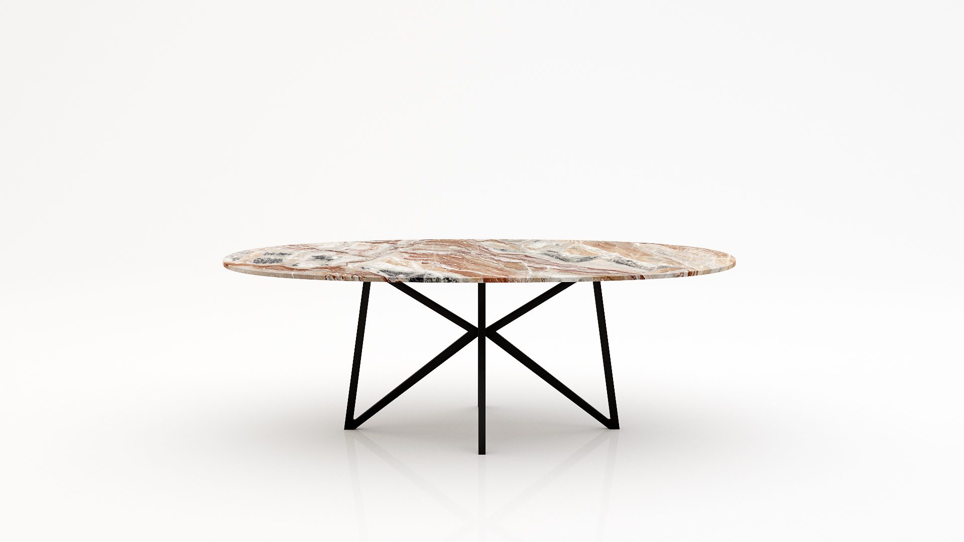 Ovale marmeren eettafel Stella - Arabescato Orobico Rosso - 260x130cm