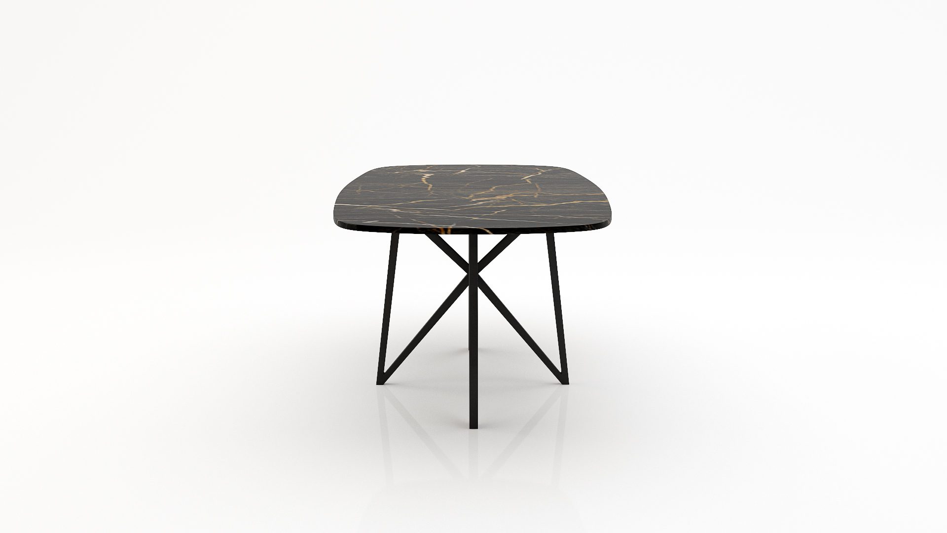 Deens ovale marmeren eettafel Stella Nero saint port laurent - Afbeelding 3