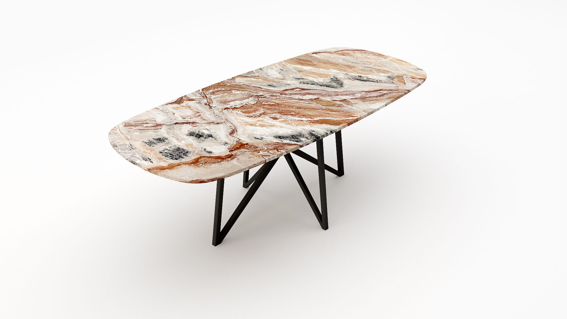 Deens ovale marmeren eettafel Stella Arabescato Orobico Rosso - Afbeelding 2