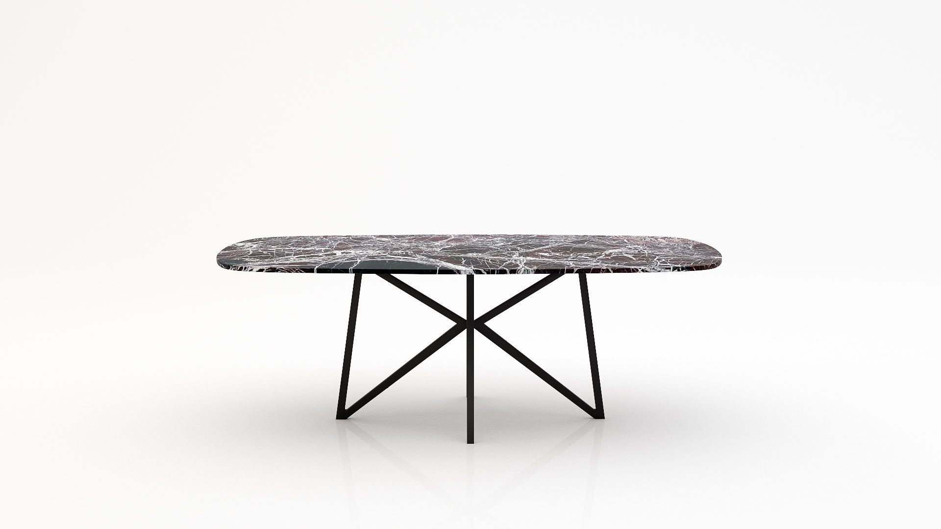 Deens ovale marmeren eettafel Stella - Rosso Levanto - 260x120cm