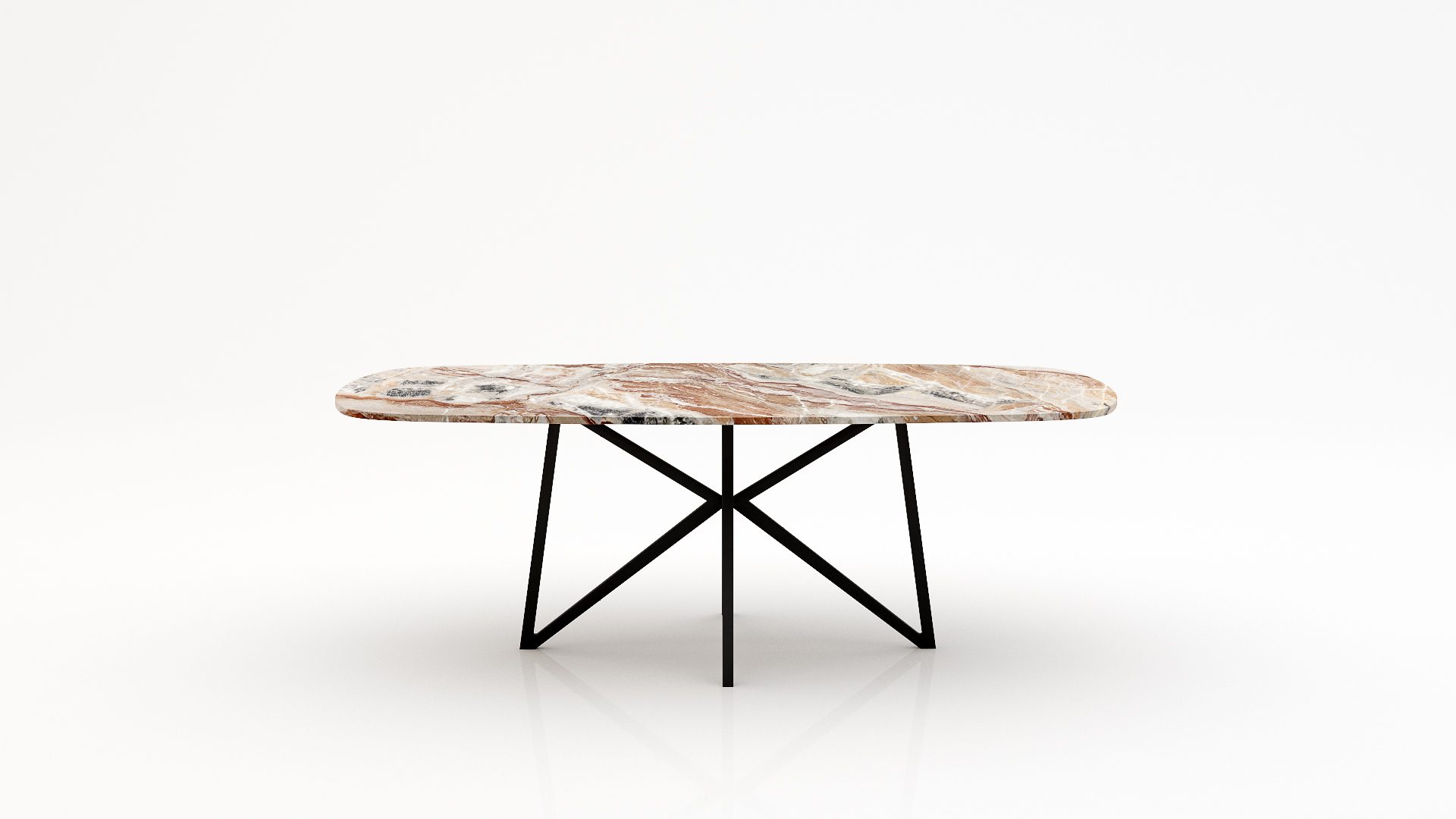 Deens ovale marmeren eettafel Stella - Arabescato Orobico Rosso - 260x120cm
