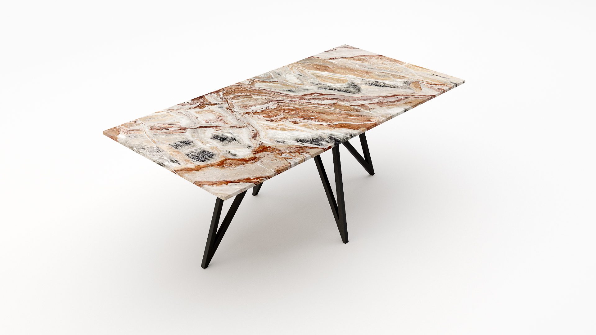 Rechthoekige marmeren eettafel Polipetti - Arabescato Orobico Rosso - 260x100cm