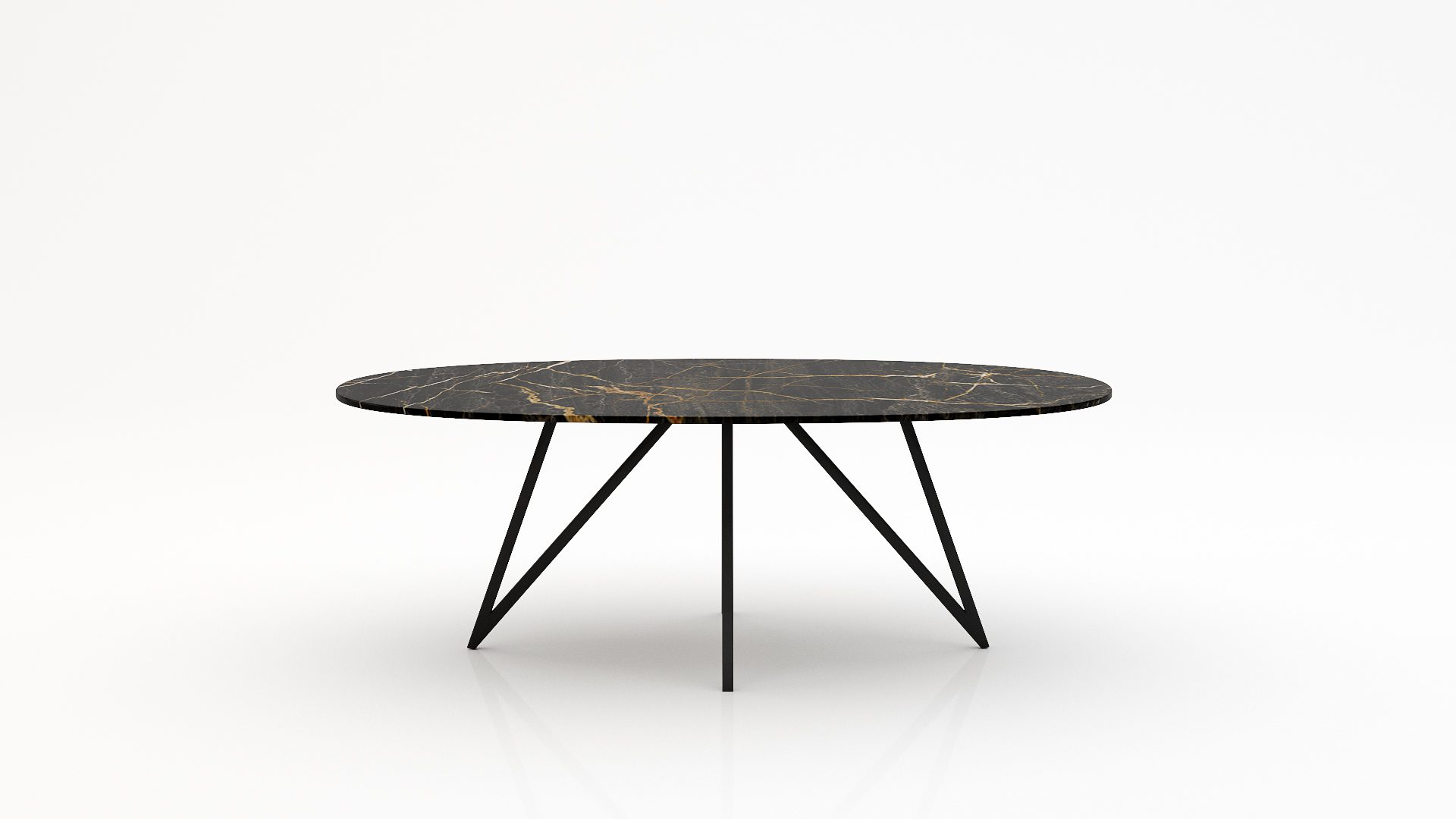 Ovale marmeren eettafel Polipetti - Nero saint port laurent - 260x130cm