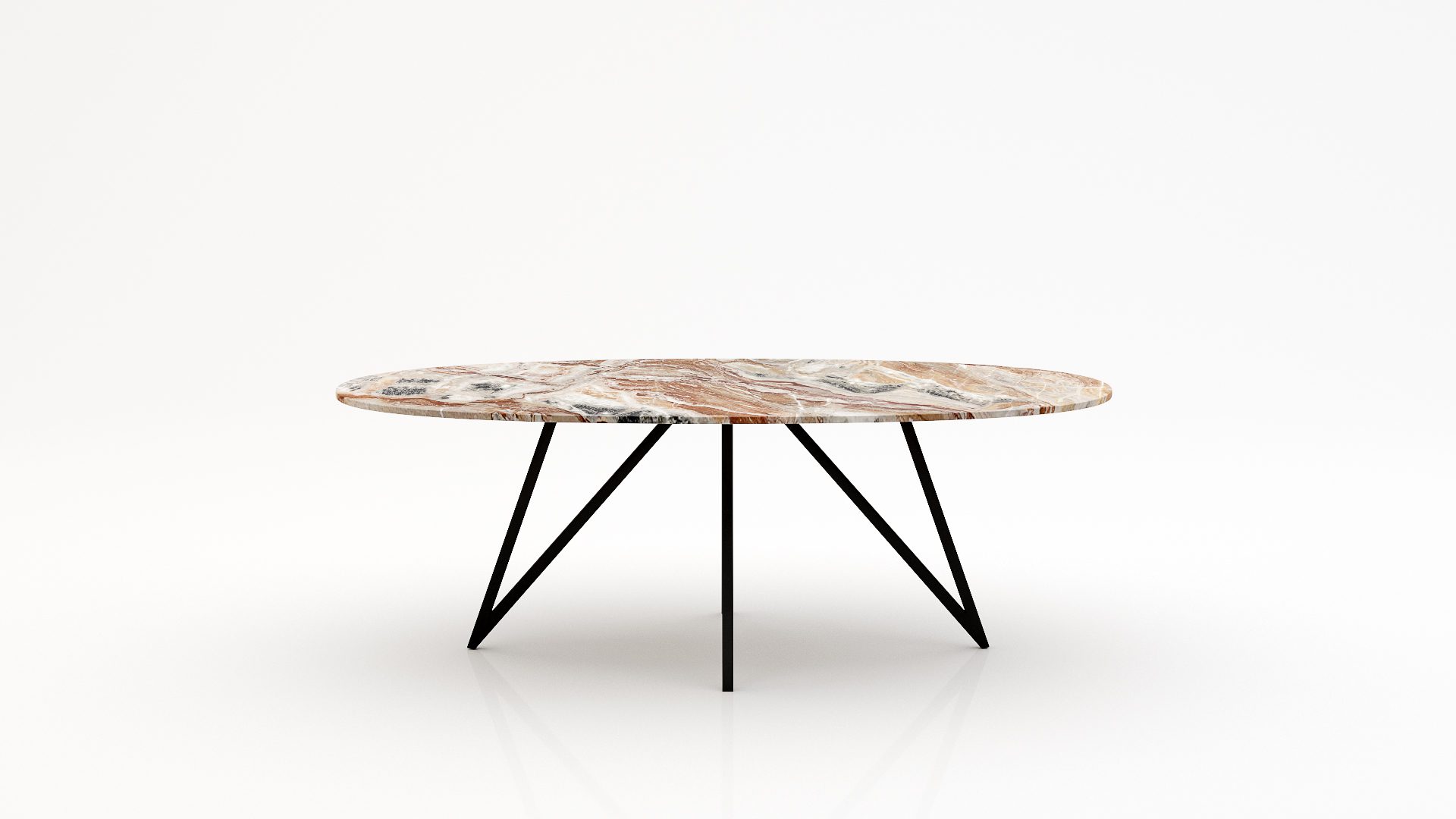 Ovale marmeren eettafel Polipetti - Arabescato Orobico Rosso - 260x130cm