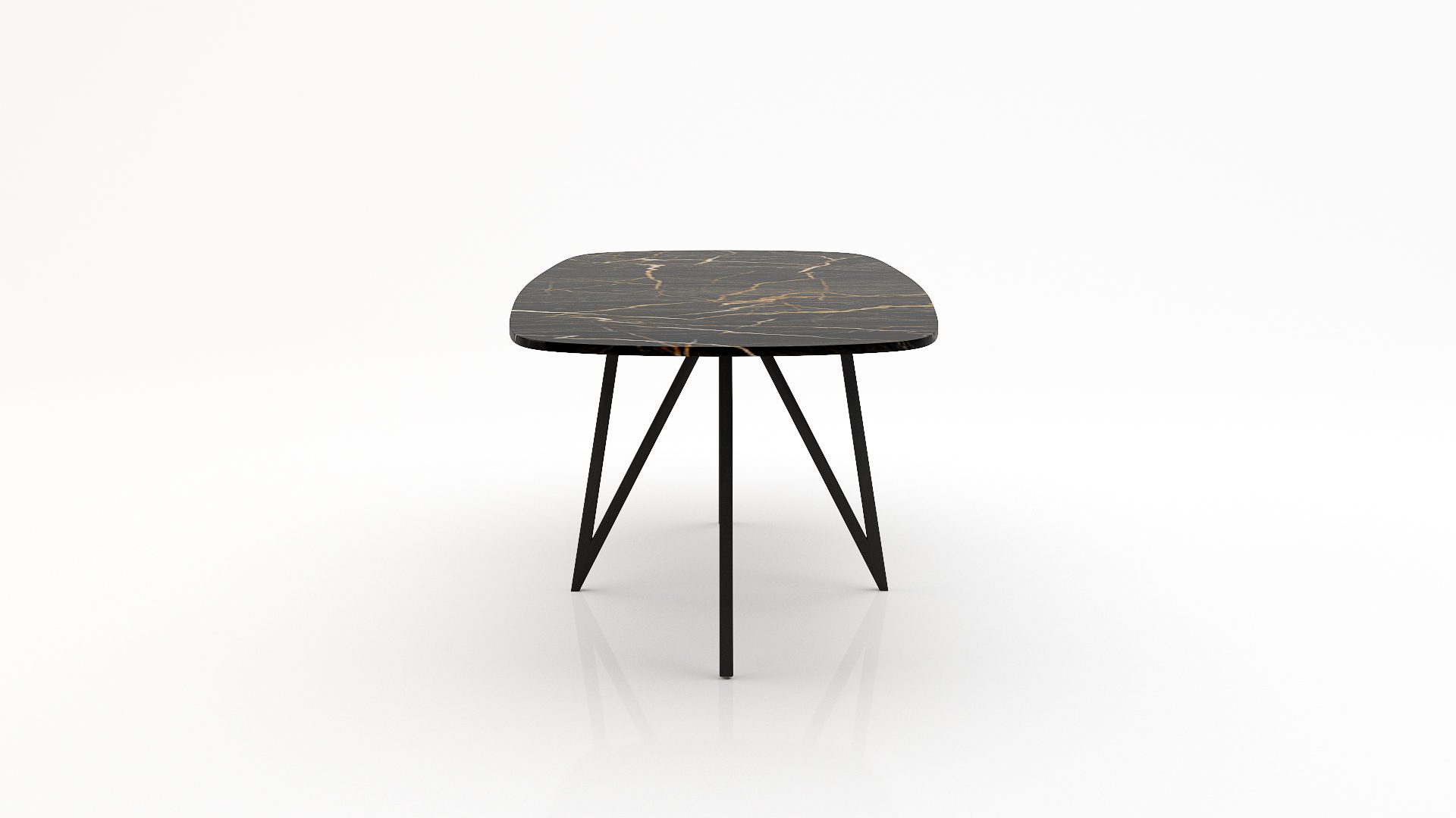 Deens ovale marmeren eettafel Polipetti Nero saint port laurent - Afbeelding 3