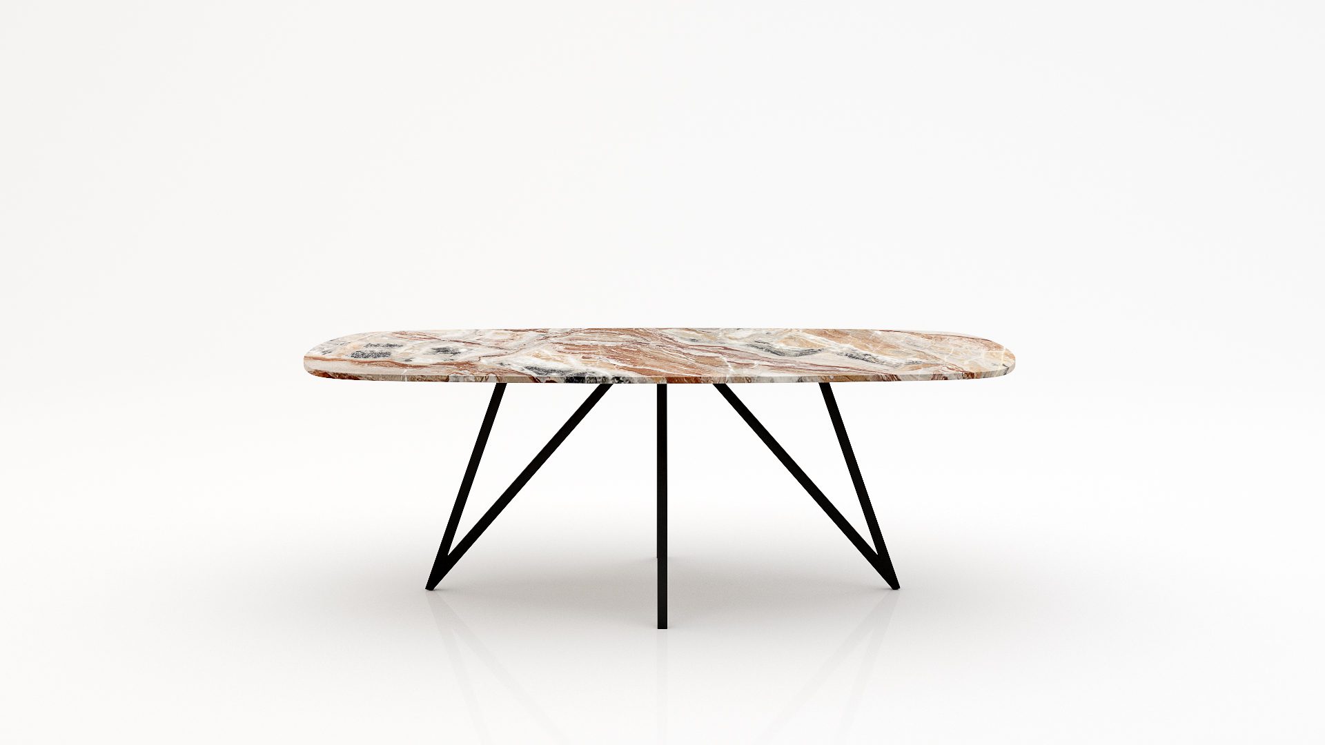 Deens ovale marmeren eettafel Polipetti - Arabescato Orobico Rosso - 260x120cm