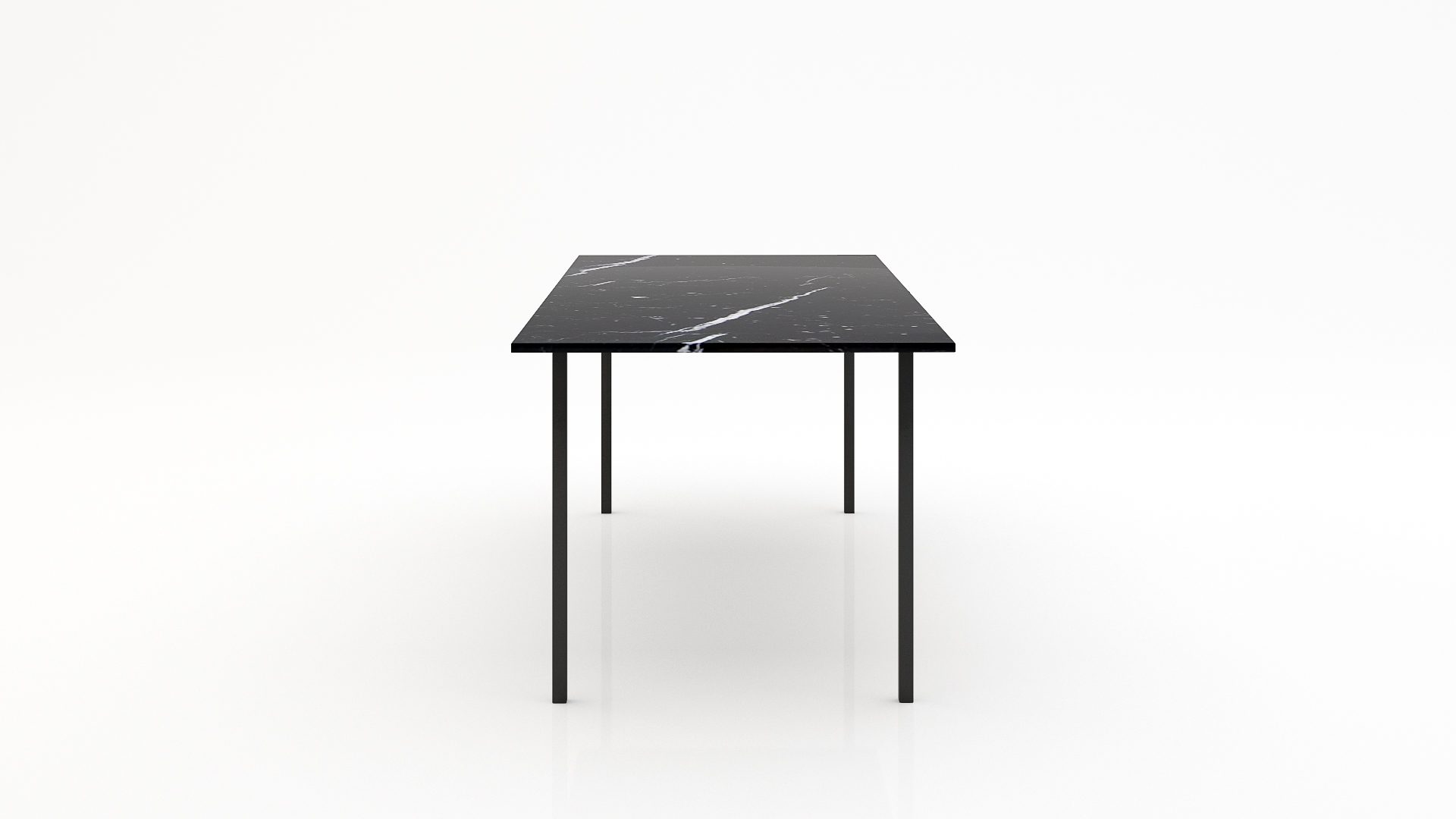 Rechthoekige marmeren eettafel Gambe Quattro - Nero Marquina - Afbeelding 2