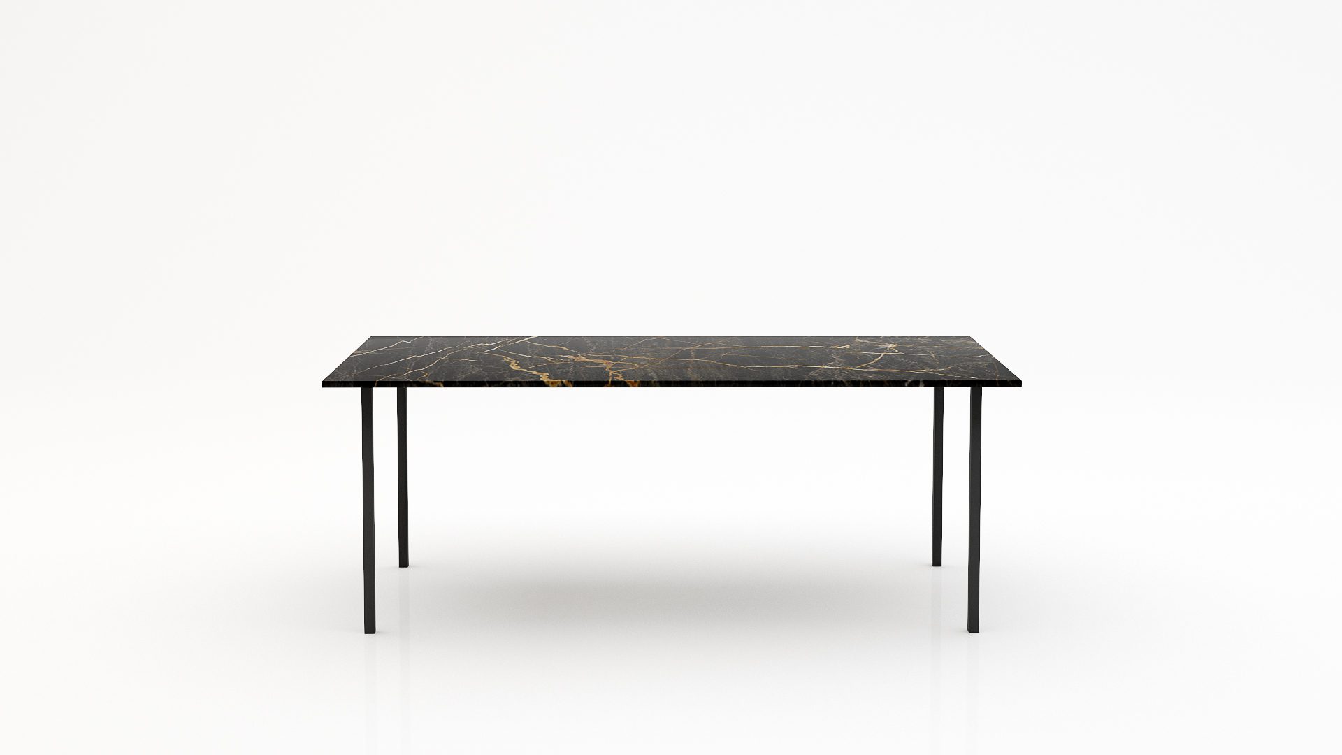 Rechthoekige marmeren eettafel Gambe Quattro - Nero saint port laurent - 260x100cm