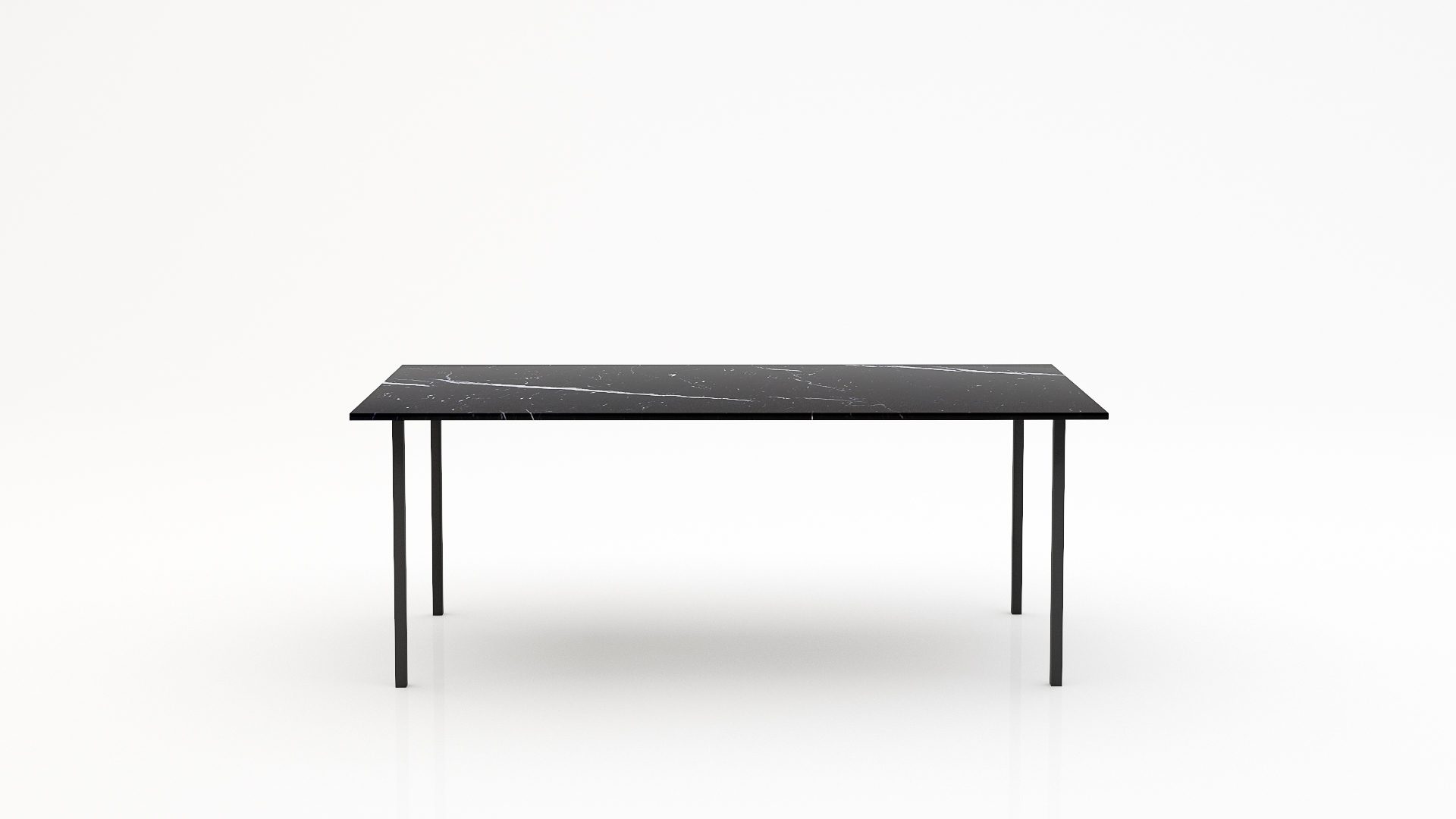 Rechthoekige marmeren eettafel Gambe Quattro - Nero Marquina - 260x100cm