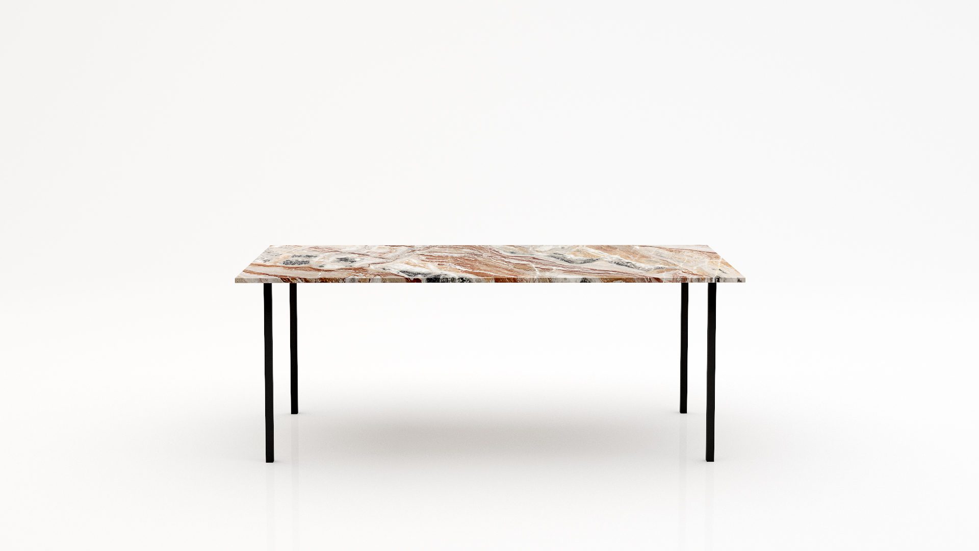 Rechthoekige marmeren eettafel Gambe Quattro - Arabescato Orobico Rosso - 260x100cm