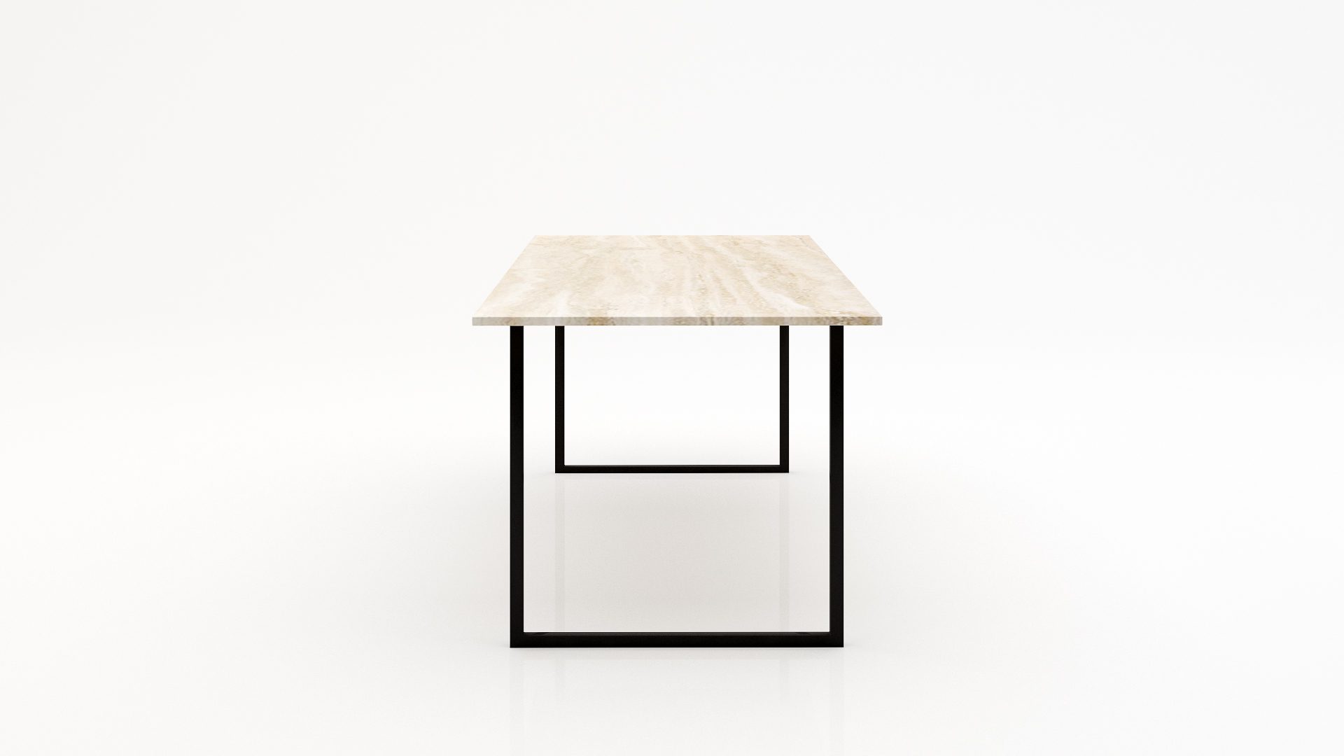 Rechthoekige marmeren eettafel Gambe U - Travertino Chiaro - Afbeelding 2