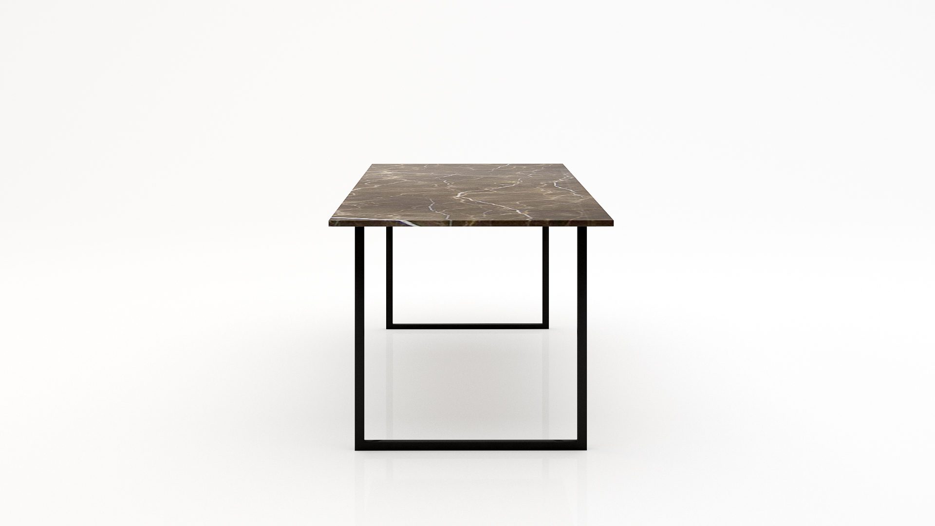 Rechthoekige marmeren eettafel Gambe U - Royal Brown - Afbeelding 2