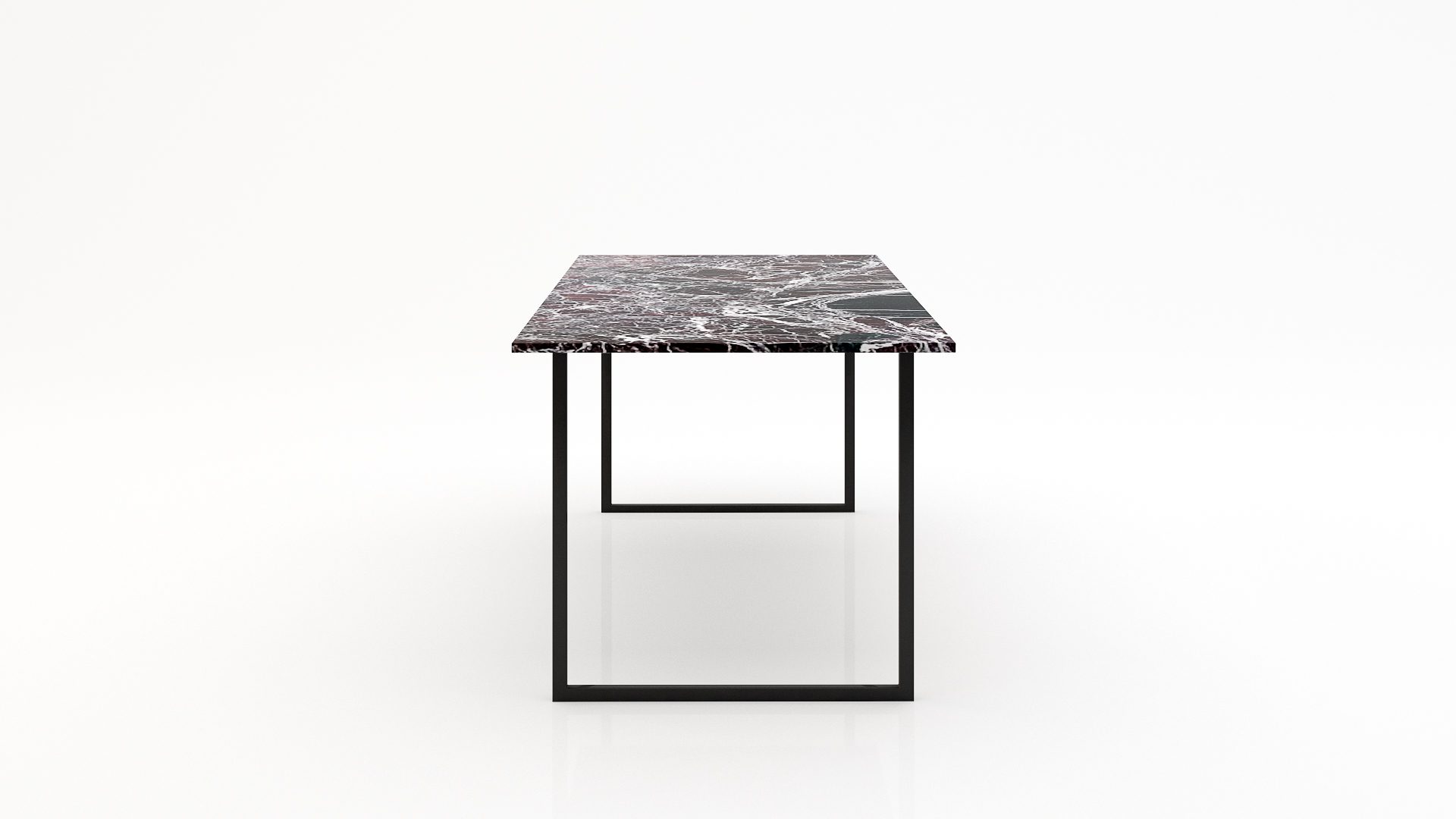 Rechthoekige marmeren eettafel Gambe U - Rosso Levanto - Afbeelding 2