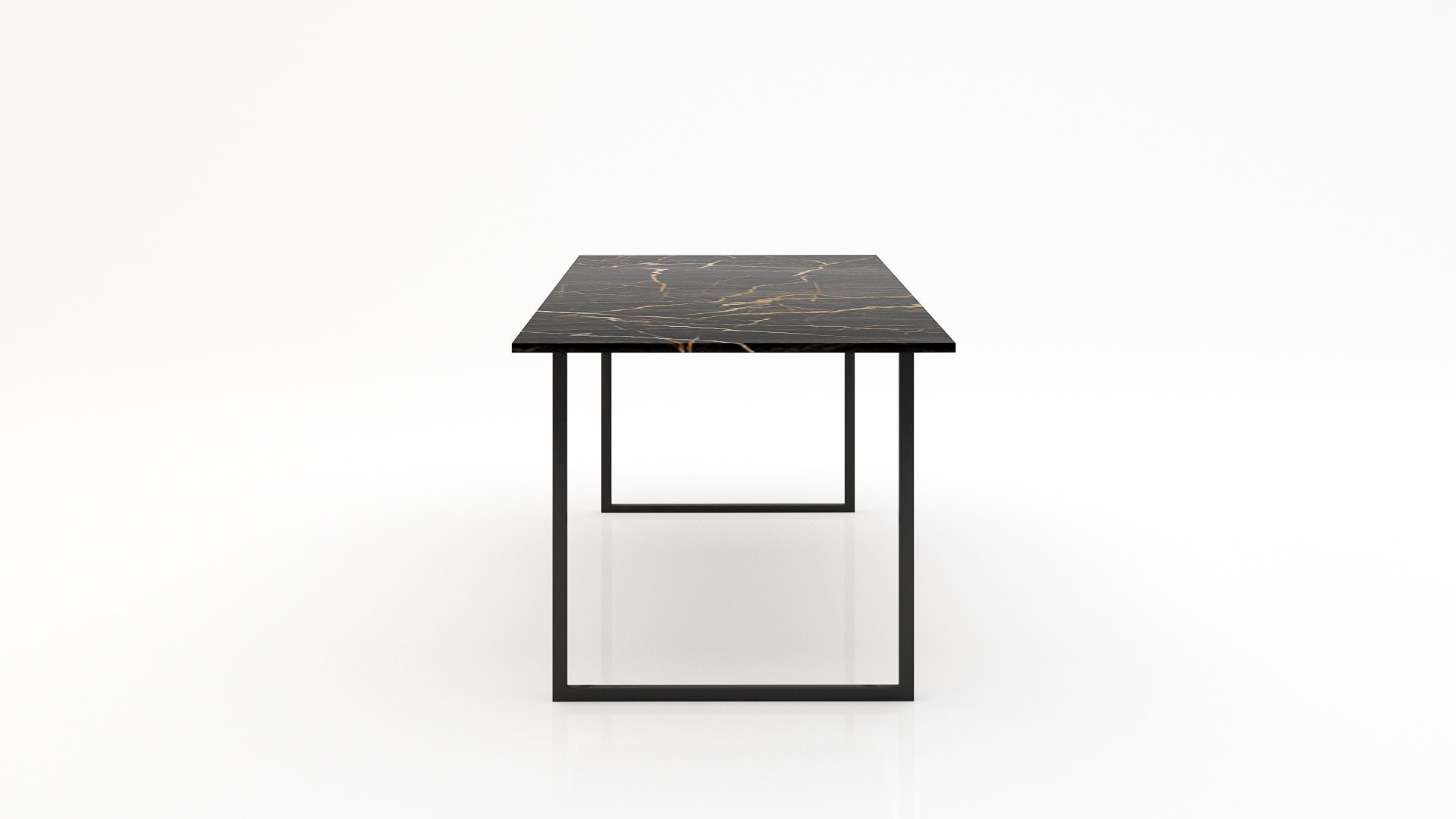 Rechthoekige marmeren eettafel Gambe U Nero saint port laurent - Afbeelding 2