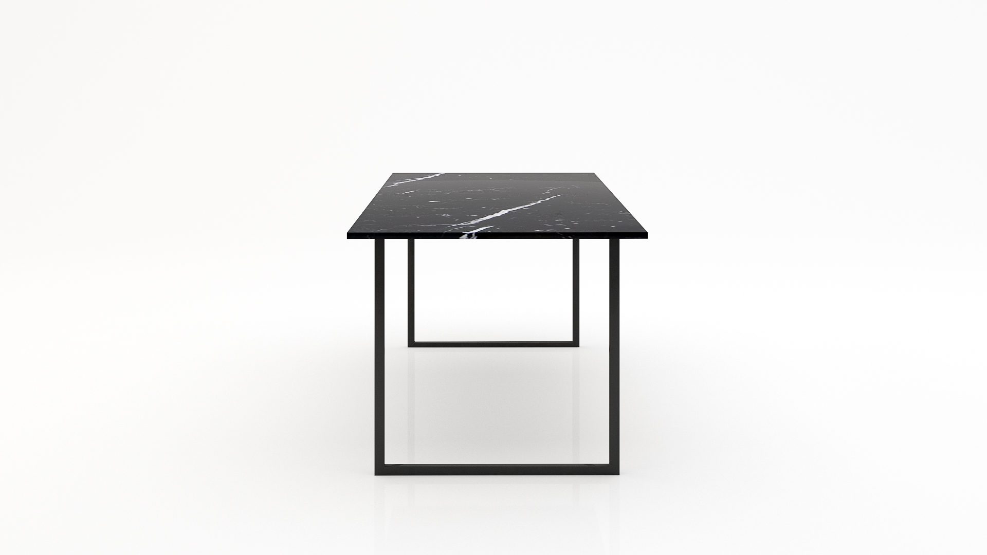 Rechthoekige marmeren eettafel Gambe U - Nero Marquina - Afbeelding 2