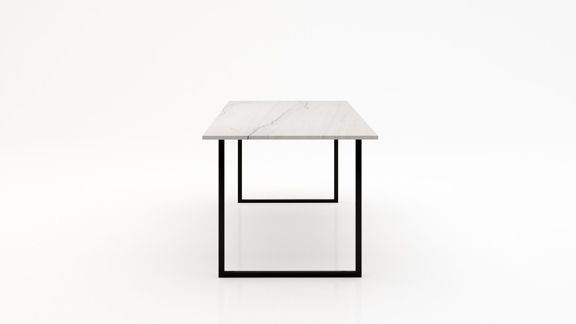 Rechthoekige marmeren eettafel Gambe U Mont Blanc Quartzite - Afbeelding 2