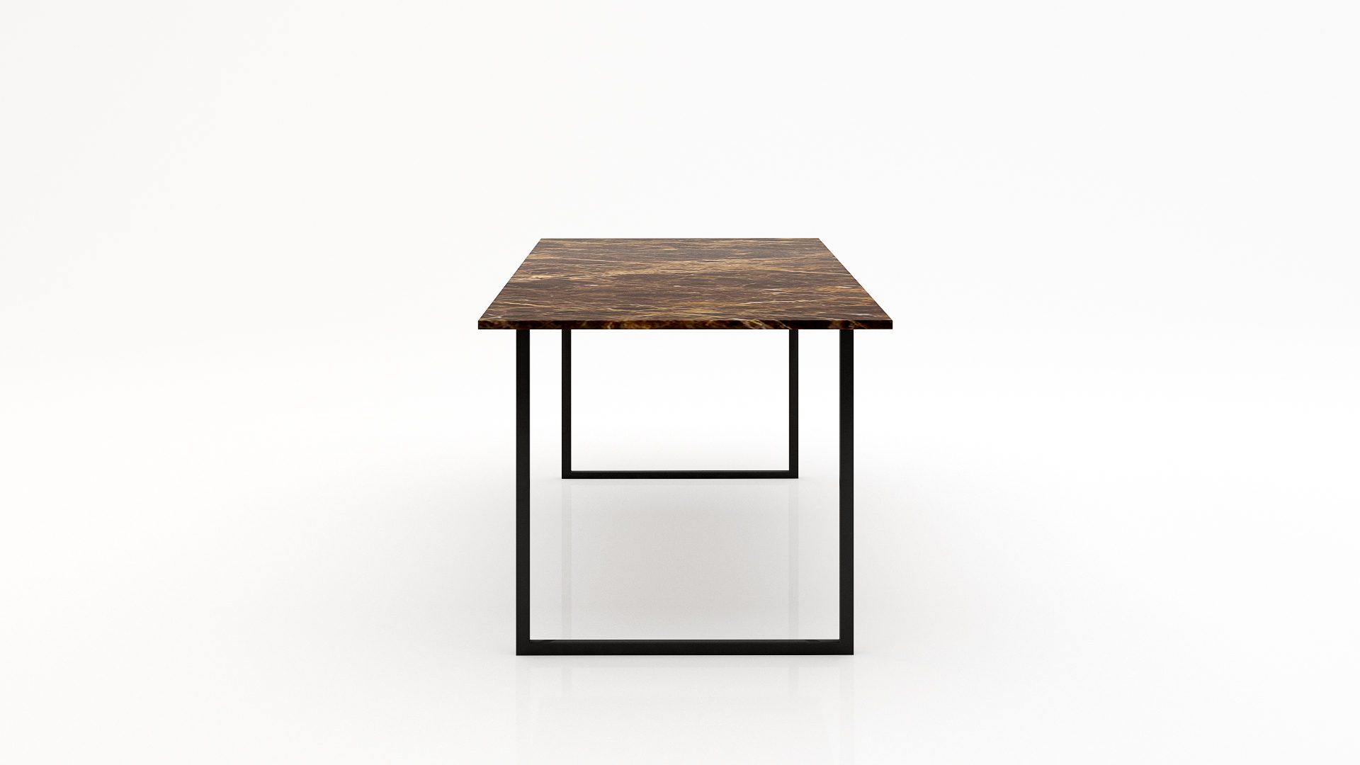 Rechthoekige marmeren eettafel Gambe U - Emperador dark - Afbeelding 2