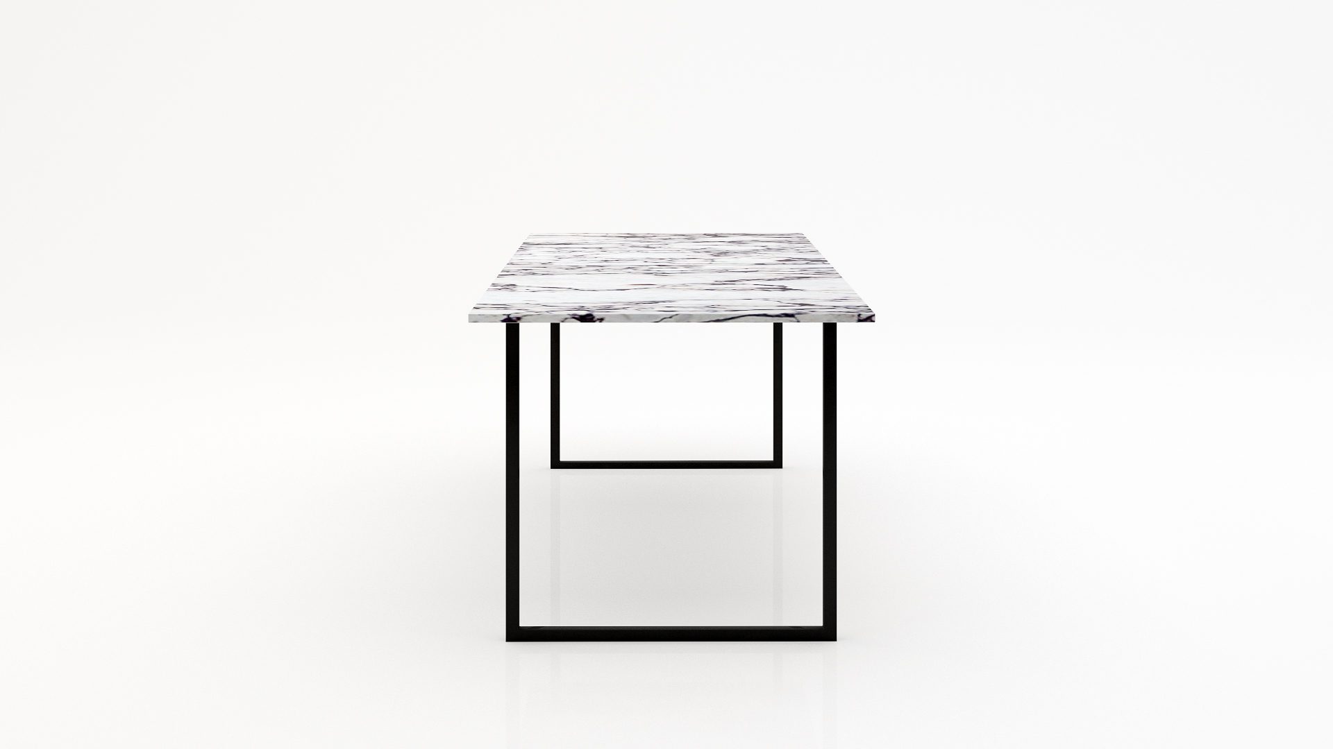 Rechthoekige marmeren eettafel Gambe U - Calcatta Viola - Afbeelding 2