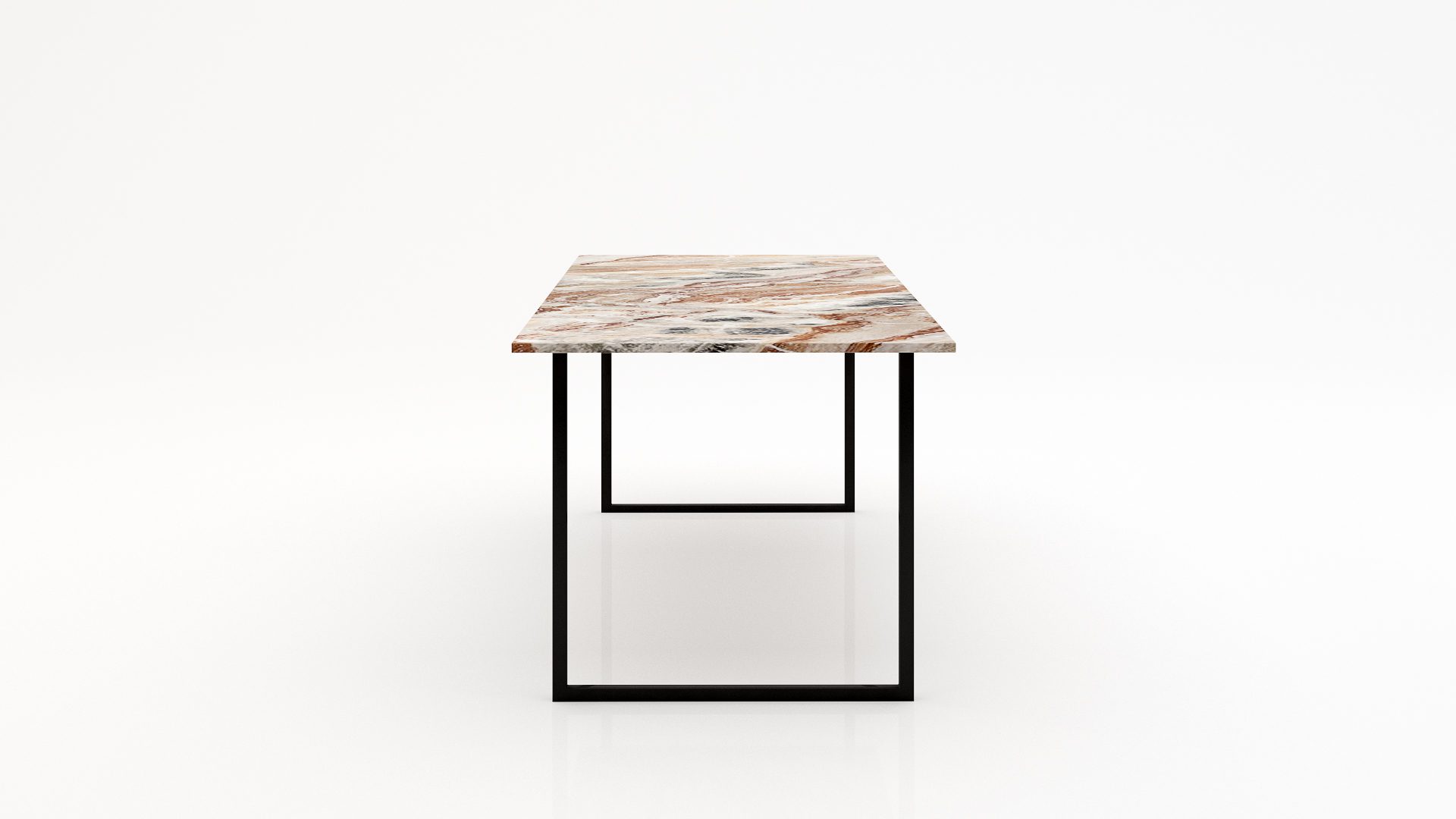 Rechthoekige marmeren eettafel Gambe U Arabescato Orobico Rosso - Afbeelding 2