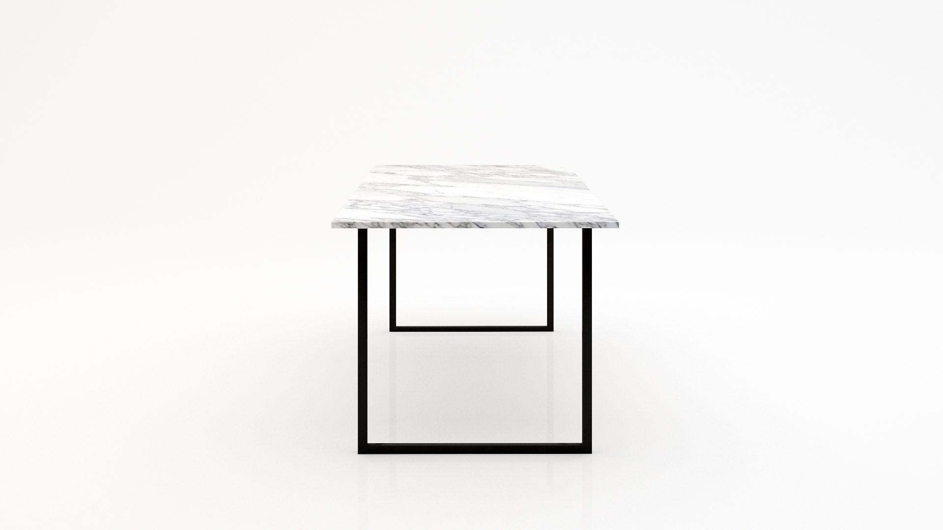 Rechthoekige marmeren eettafel Gambe U - Arabescato Carrara - Afbeelding 2