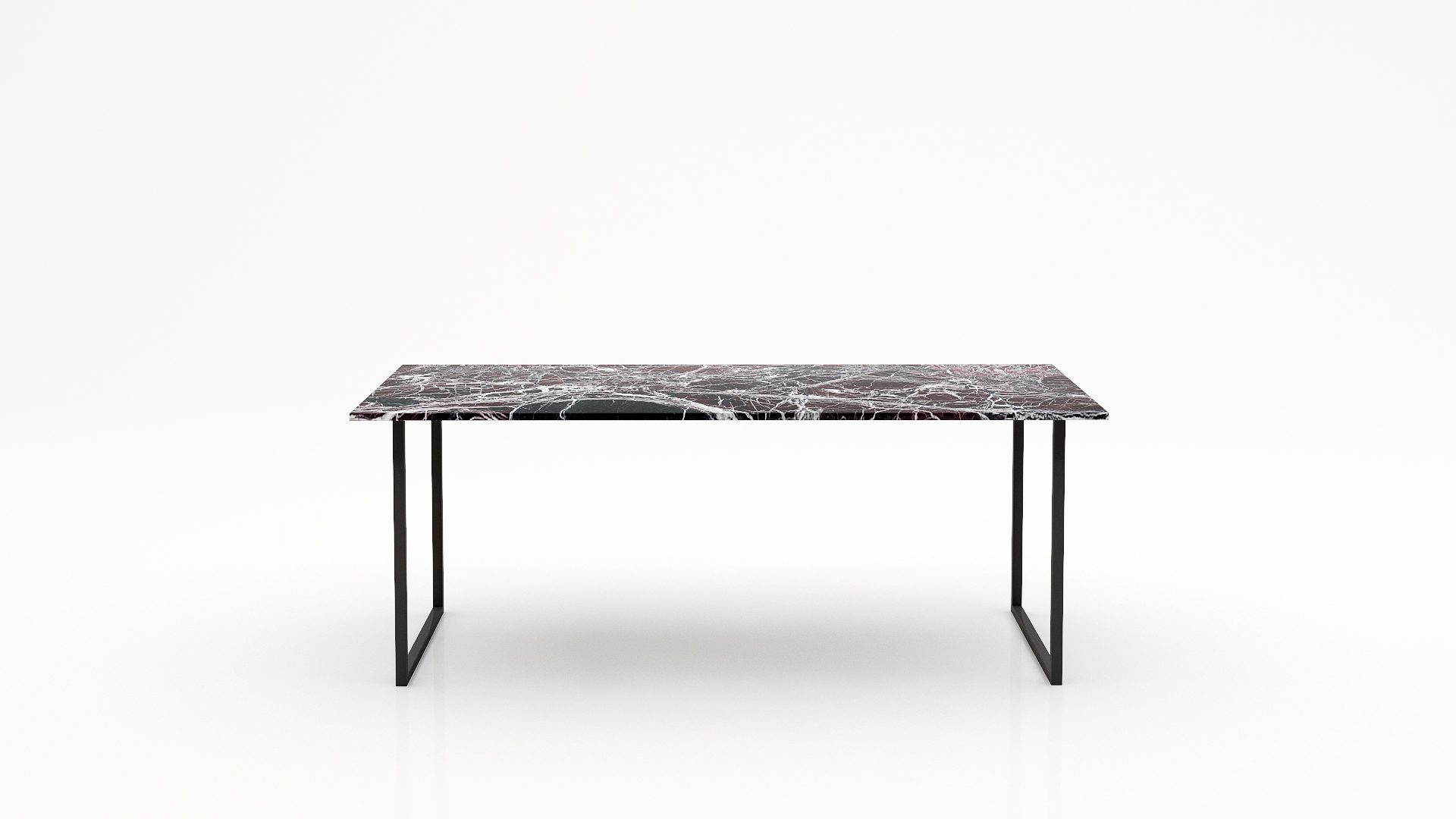 Rechthoekige marmeren eettafel Gambe U - Rosso Levanto - 260x100cm