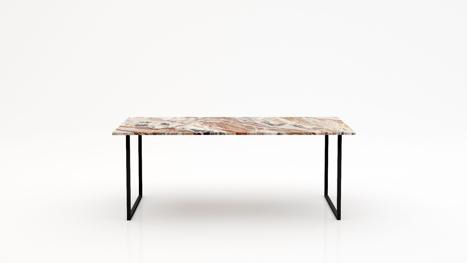 Rechthoekige marmeren eettafel Gambe U - Arabescato Orobico Rosso - 260x100cm