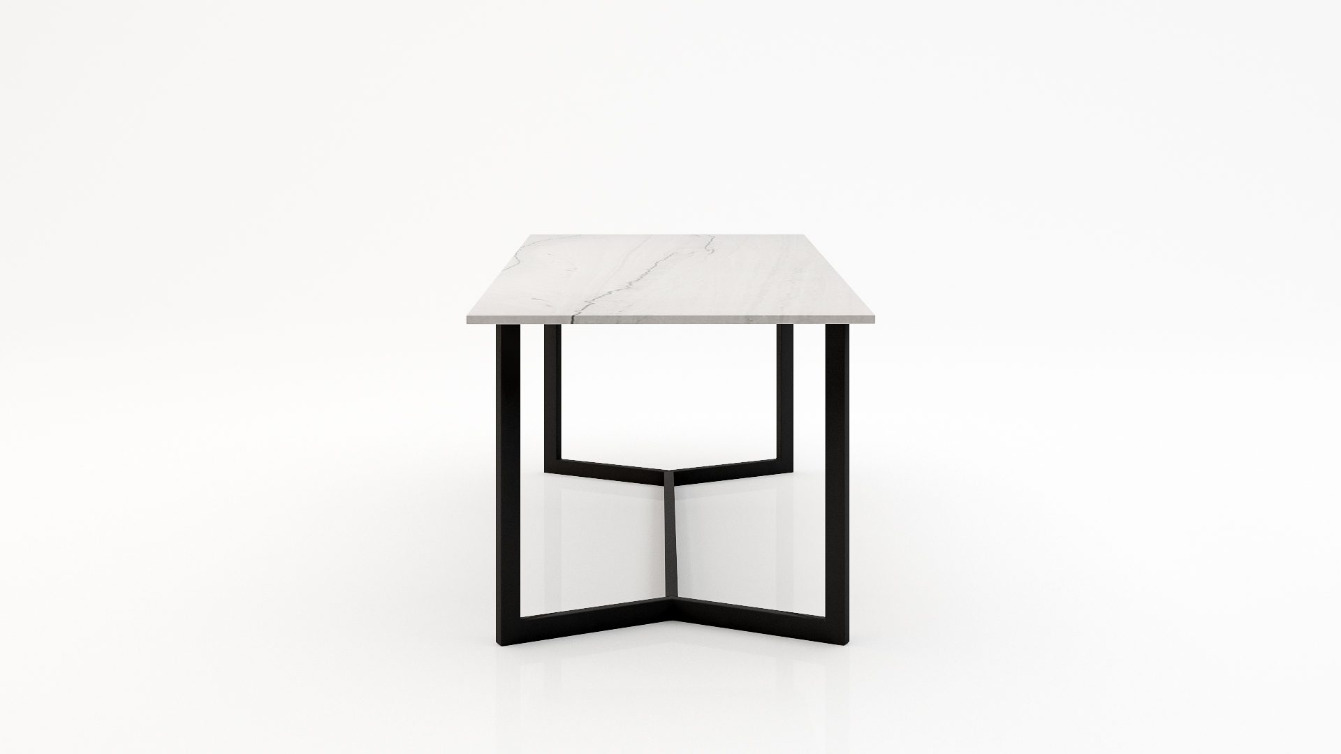 Rechthoekige marmeren eettafel Anatra - Mont Blanc Quartzite - Afbeelding 3