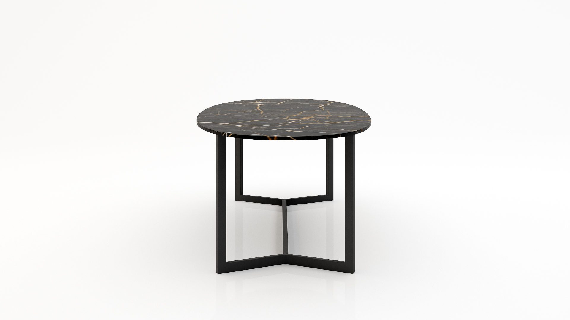 Ovale marmeren eettafel Anatra - Nero saint port laurent - Afbeelding 3