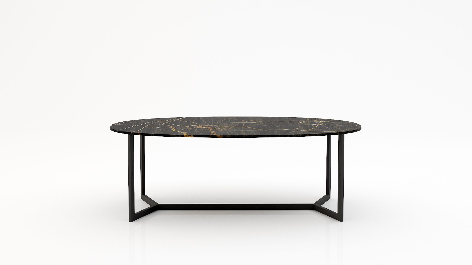 Ovale marmeren eettafel Anatra - Nero saint port laurent - 260x130cm