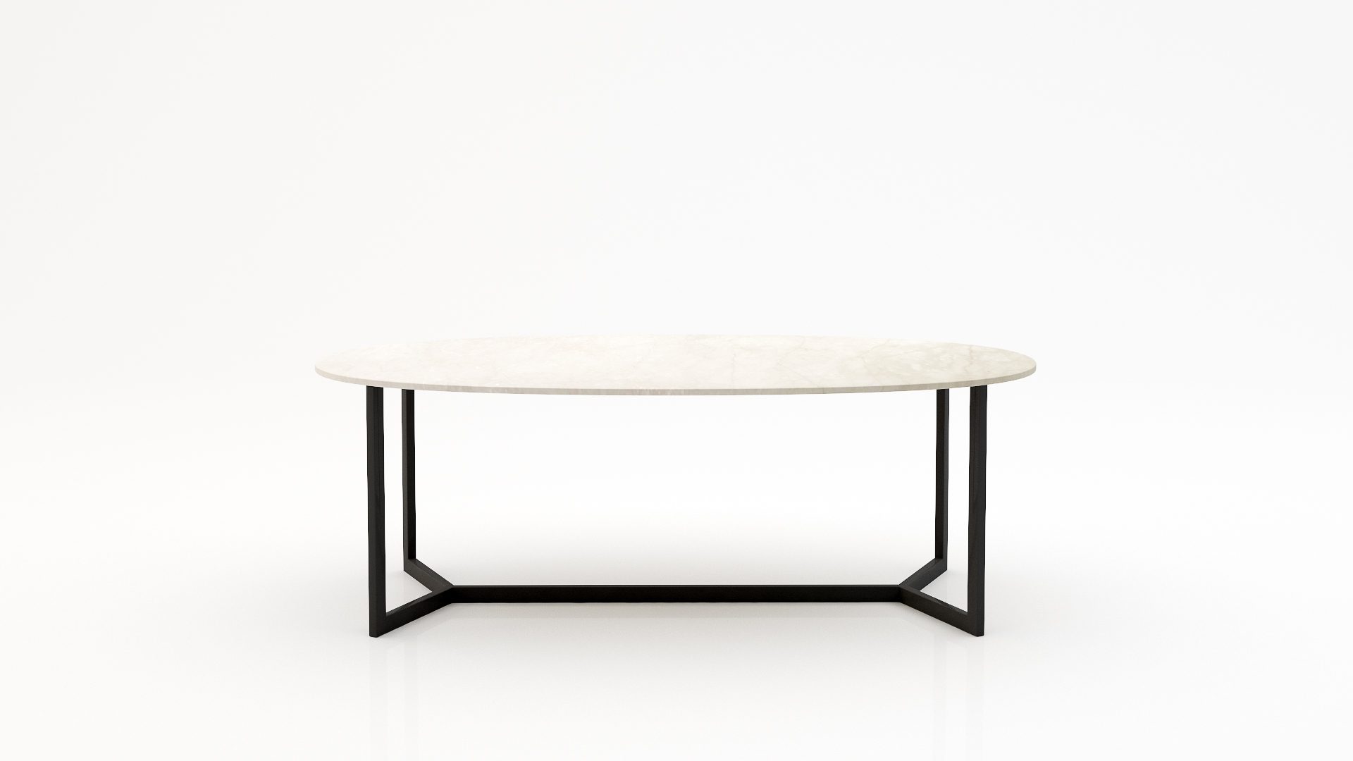 Ovale marmeren eettafel Anatra - Botticino Semi Classico - 260x130cm