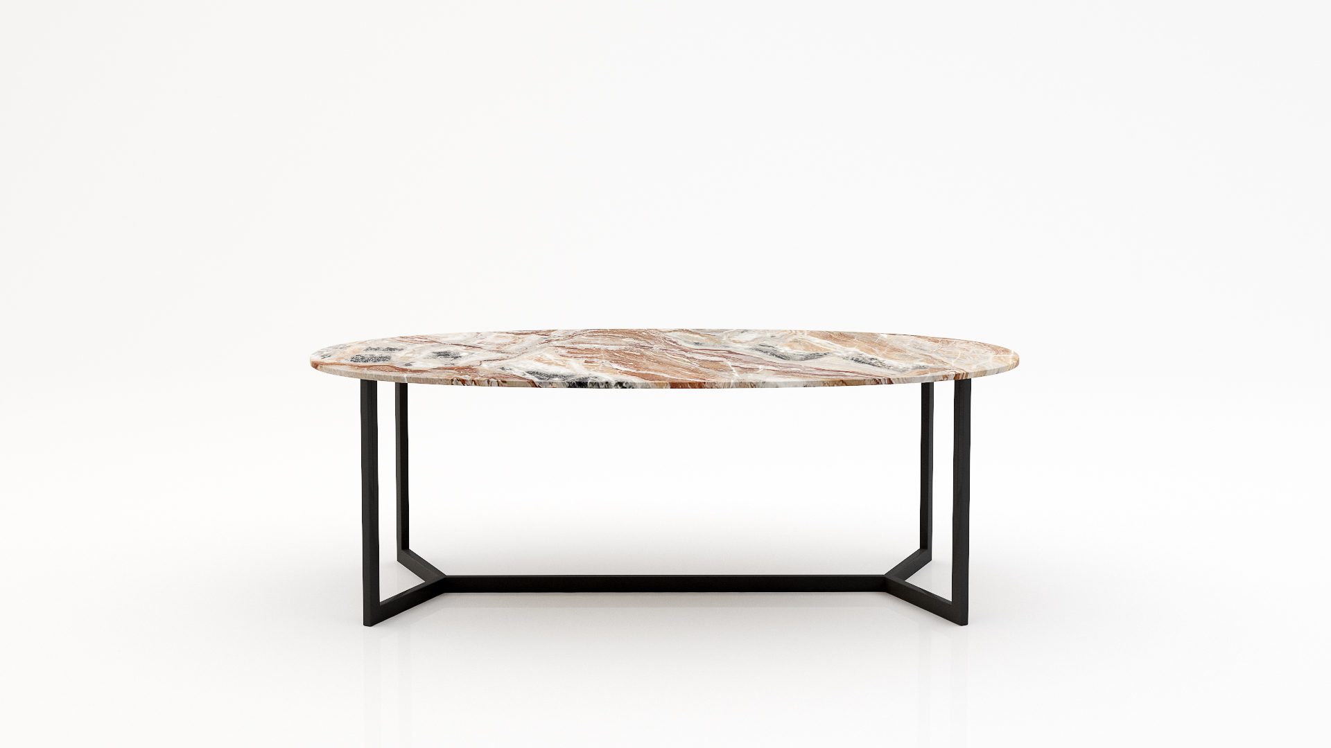 Ovale marmeren eettafel Anatra - Arabescato Orobico Rosso - 260x130cm