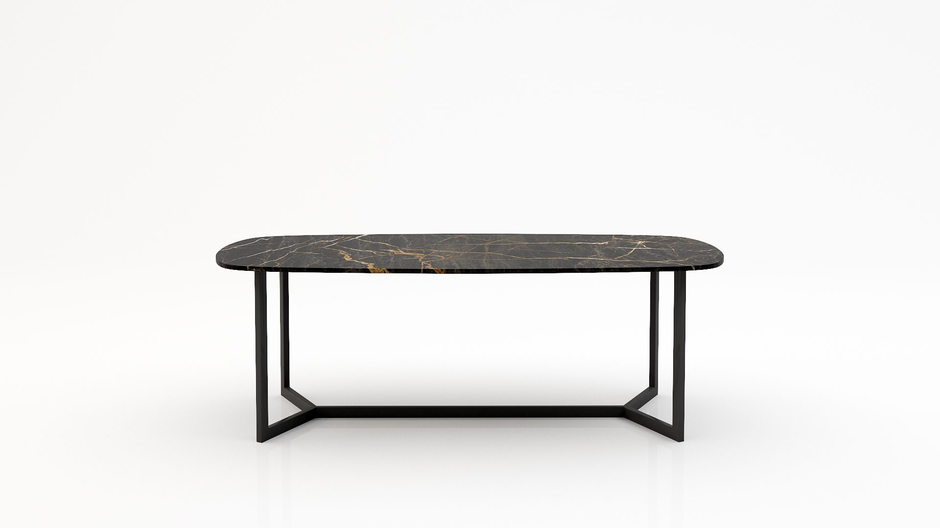 Deens ovale marmeren eettafel Anatra - Nero saint port laurent - 260x120cm