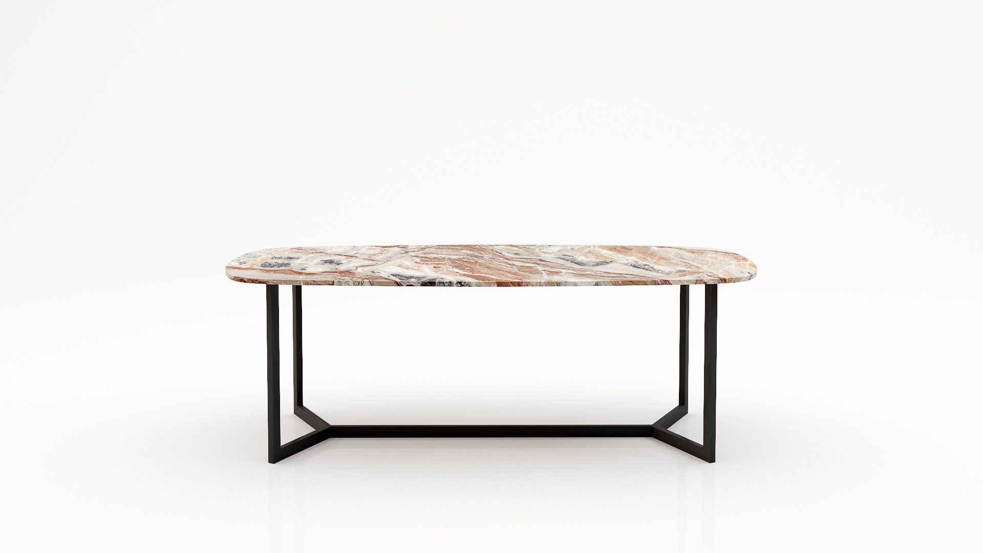 Deens ovale marmeren eettafel Anatra - Arabescato Orobico Rosso - 260x120cm