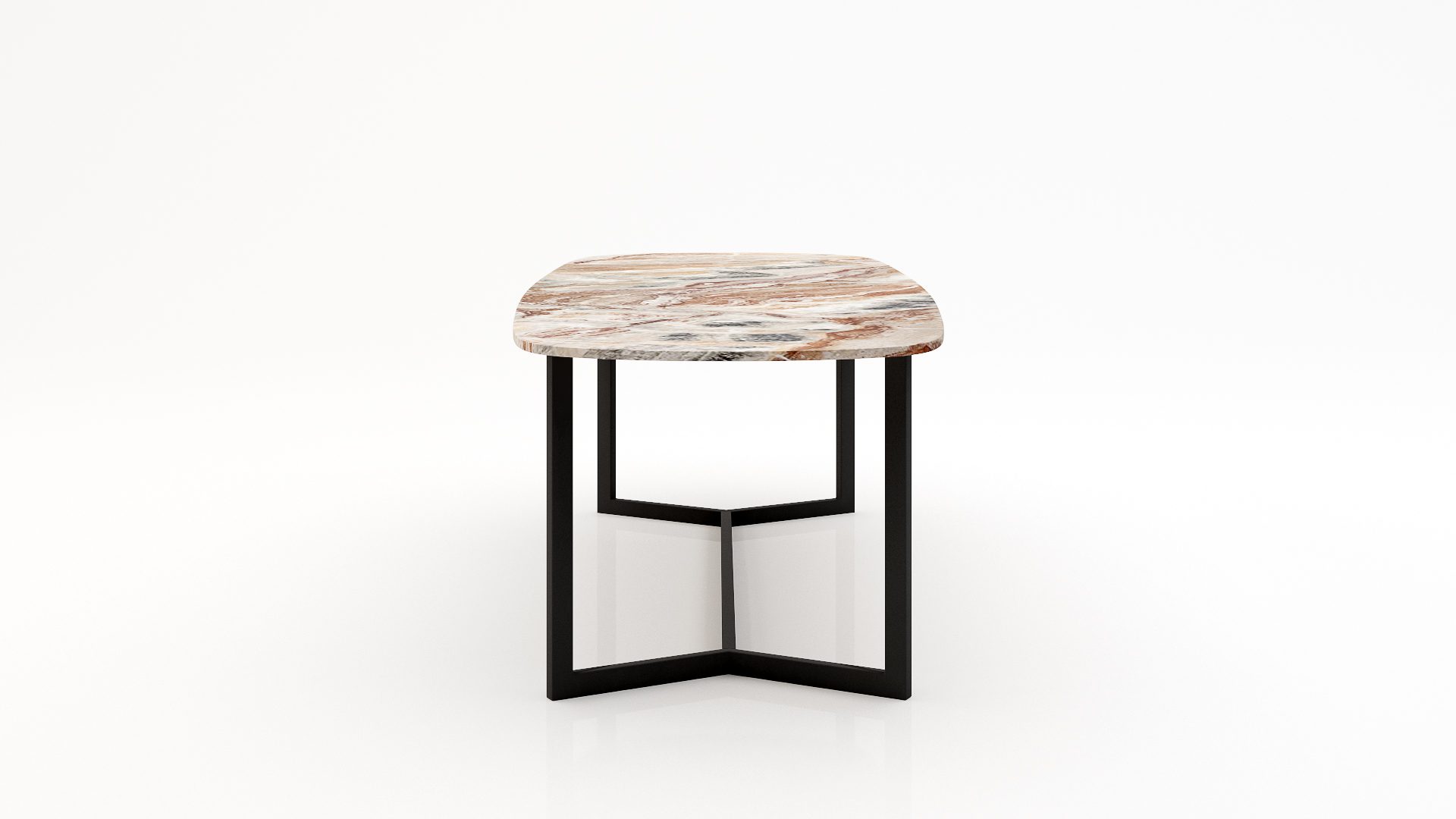 Deens ovale marmeren eettafel Anatra Arabescato Orobico Rosso - Afbeelding 3