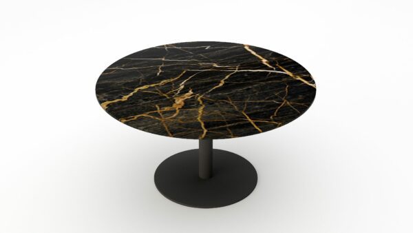 Alternative view of Ronde marmeren eettafel Tubo - Nero saint port laurent