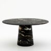 Ronde marmeren eettafel Gelato - Marmo Titanium met donkere wolkenpatronen - 170cm