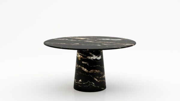 Ronde marmeren eettafel Gelato - Marmo Titanium met donkere wolkenpatronen - 170cm