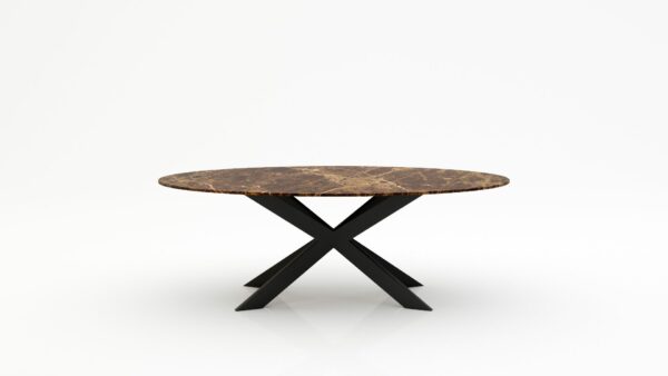 Ovale marmeren eettafel Matrix Farfalle - Emperador dark - 260x130cm