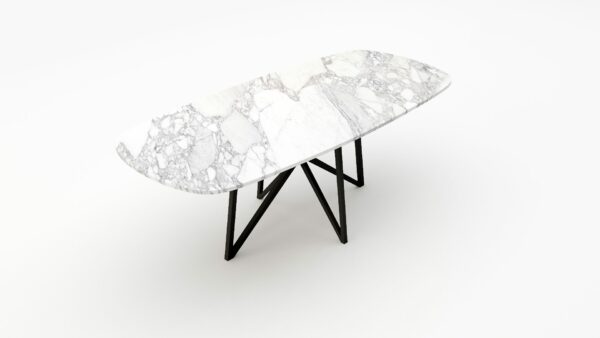 Alternative view of Deens ovale marmeren eettafel Stella - Arabescato Carrara