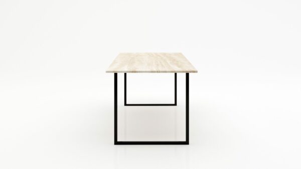 Alternative view of Rechthoekige marmeren eettafel Gambe U - Travertino Chiaro