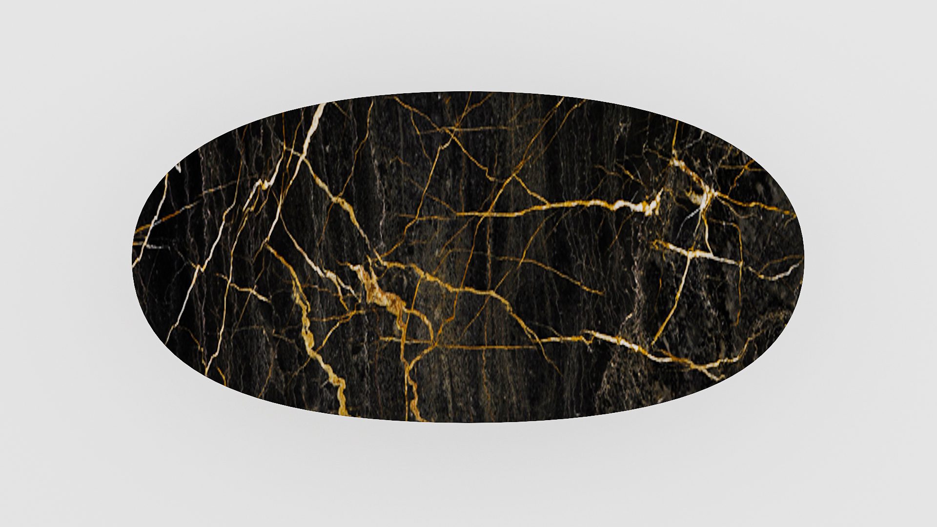 Ovale marmeren eettafel Anatra - Nero saint port laurent - Afbeelding 4