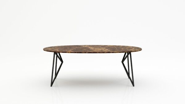 Ovale marmeren eettafel Pipistrello - Emperador dark - 260x130cm