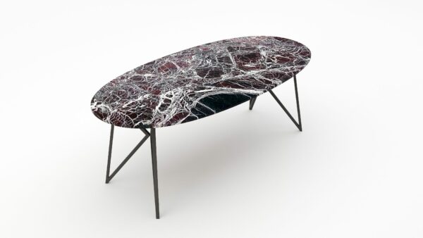 Alternative view of Ovale marmeren eettafel Pipistrello - Rosso Levanto