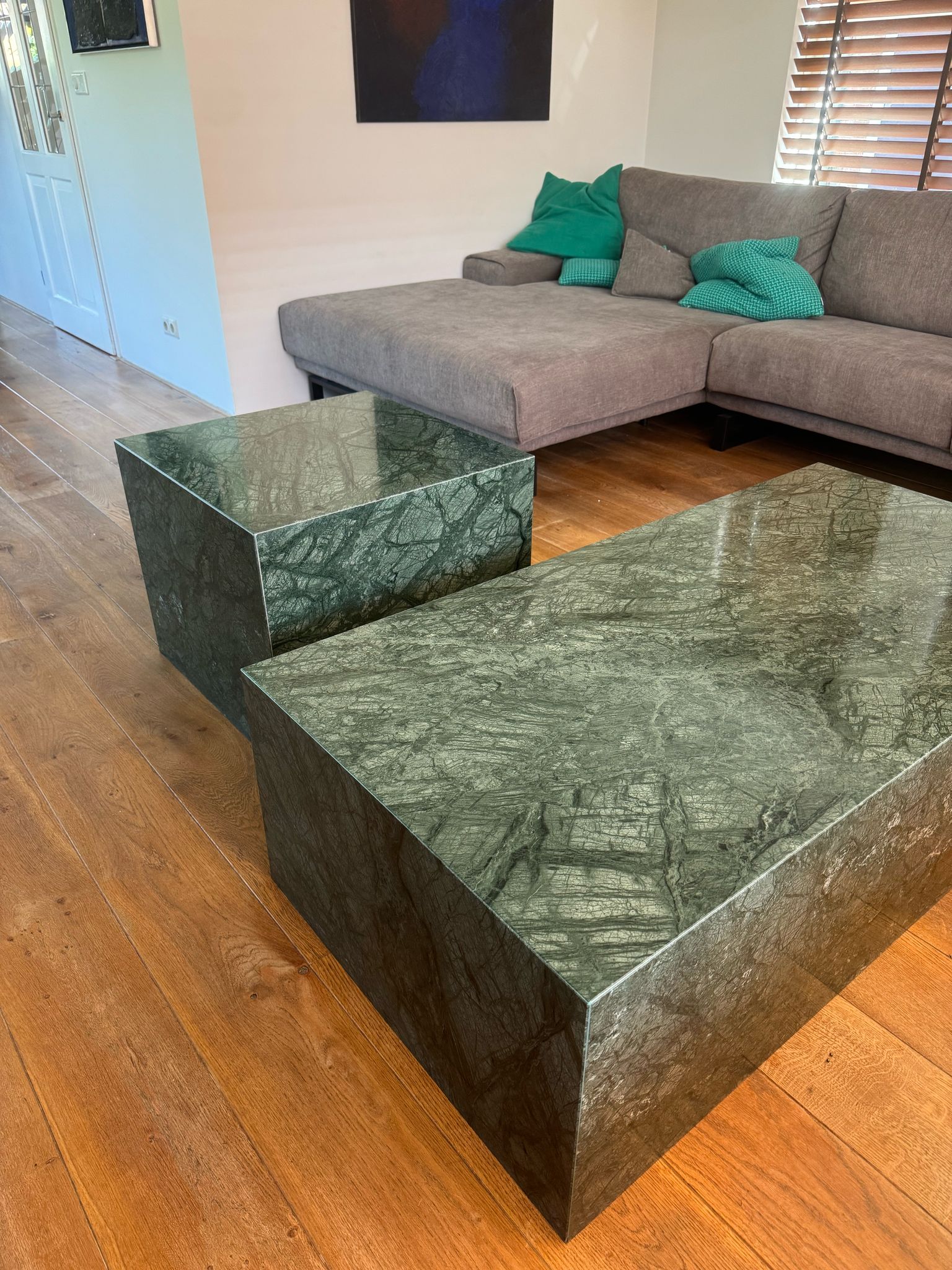 Rechthoekige marmeren salontafel Blocco - Verde Guatemala - Afbeelding 5